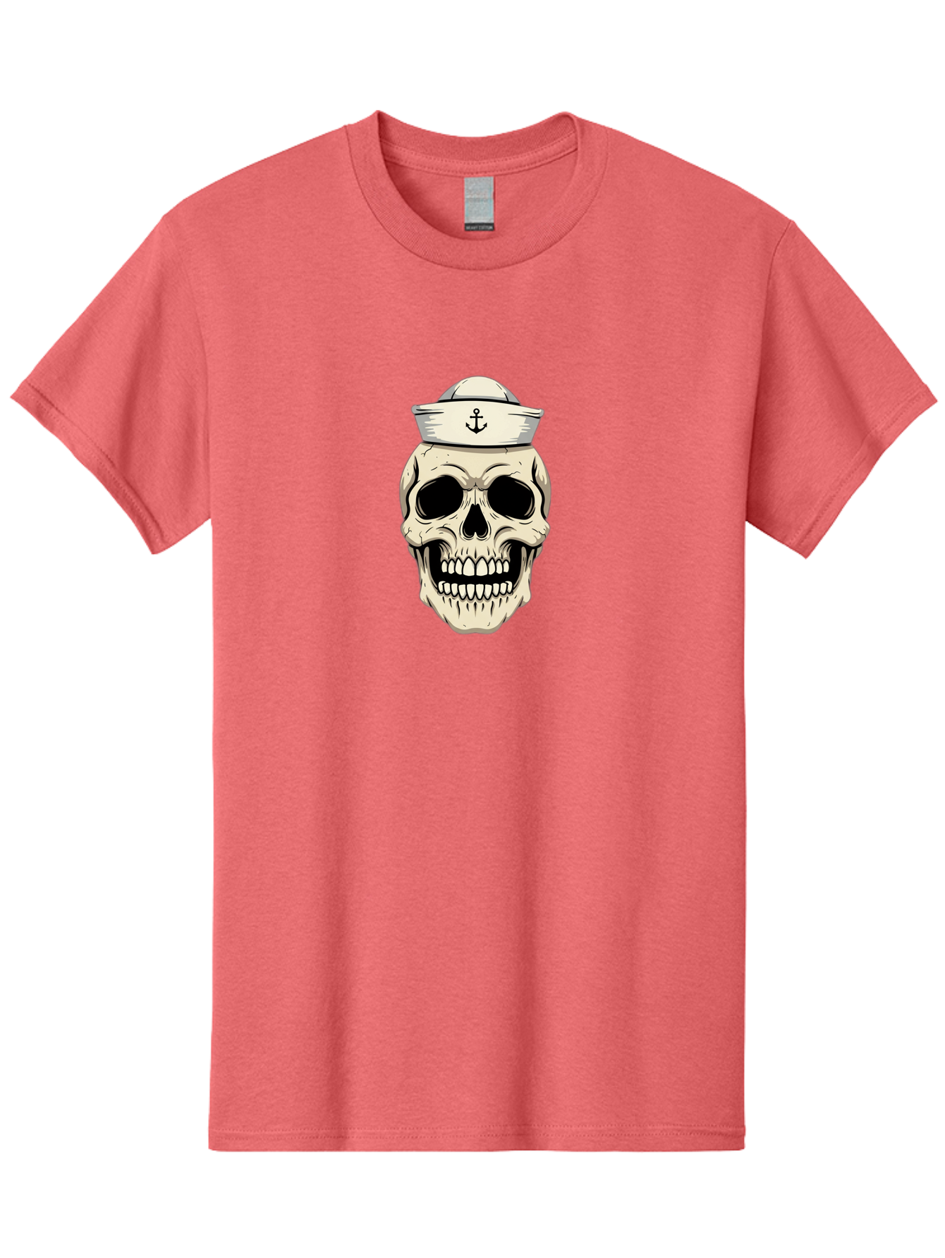 Skull-With-Sailor-Hat-1 Men'S Graphic Tee, 100% Cotton, Comfortable Casual Summer Wear, Machine Washable, Sailor Skull, Anchor Hat, Skull Art, Nautical Theme, Vintage Illustration, Pirate Symbol, Gothic Style, Sailor Hat, Anchor Emblem, Bae280 5