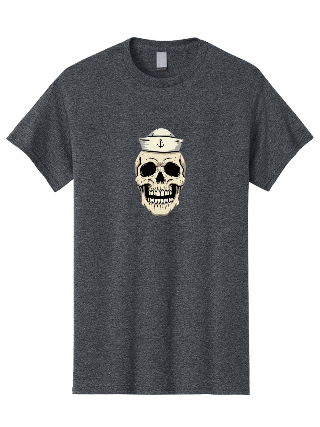 Skull-With-Sailor-Hat-1 Men'S Graphic Tee, 100% Cotton, Comfortable Casual Summer Wear, Machine Washable, Sailor Skull, Anchor Hat, Skull Art, Nautical Theme, Vintage Illustration, Pirate Symbol, Gothic Style, Sailor Hat, Anchor Emblem, Bae280 9