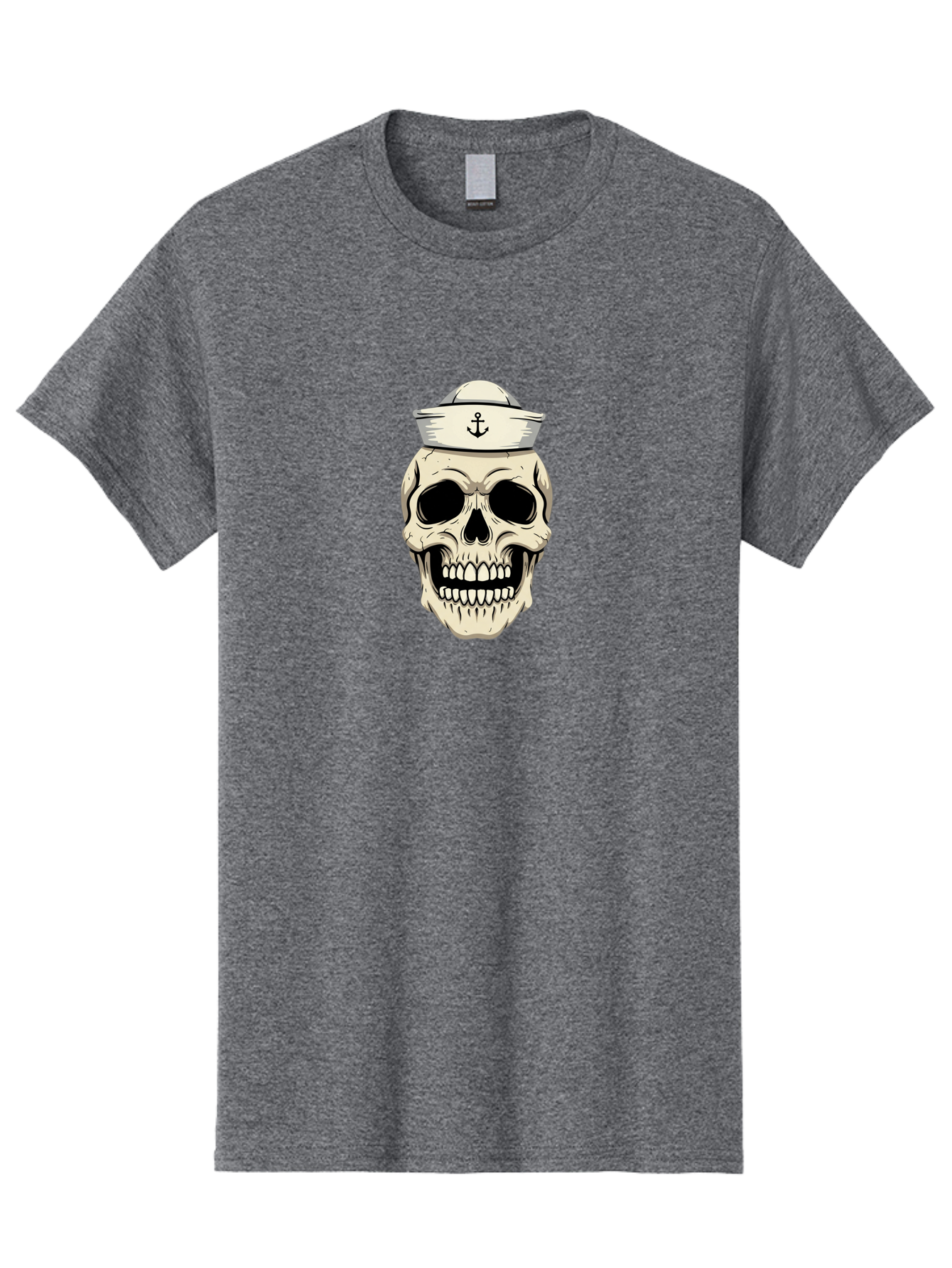 Skull-With-Sailor-Hat-1 Men'S Graphic Tee, 100% Cotton, Comfortable Casual Summer Wear, Machine Washable, Sailor Skull, Anchor Hat, Skull Art, Nautical Theme, Vintage Illustration, Pirate Symbol, Gothic Style, Sailor Hat, Anchor Emblem, Bae280 14