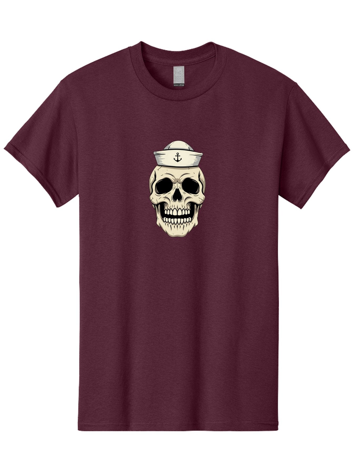 Skull-With-Sailor-Hat-1 Men'S Graphic Tee, 100% Cotton, Comfortable Casual Summer Wear, Machine Washable, Sailor Skull, Anchor Hat, Skull Art, Nautical Theme, Vintage Illustration, Pirate Symbol, Gothic Style, Sailor Hat, Anchor Emblem, Bae280 6