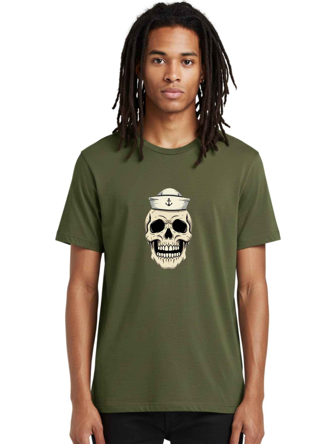 Skull-With-Sailor-Hat-1 Men'S Graphic Tee, 100% Cotton, Comfortable Casual Summer Wear, Machine Washable, Sailor Skull, Anchor Hat, Skull Art, Nautical Theme, Vintage Illustration, Pirate Symbol, Gothic Style, Sailor Hat, Anchor Emblem, Bae280 16