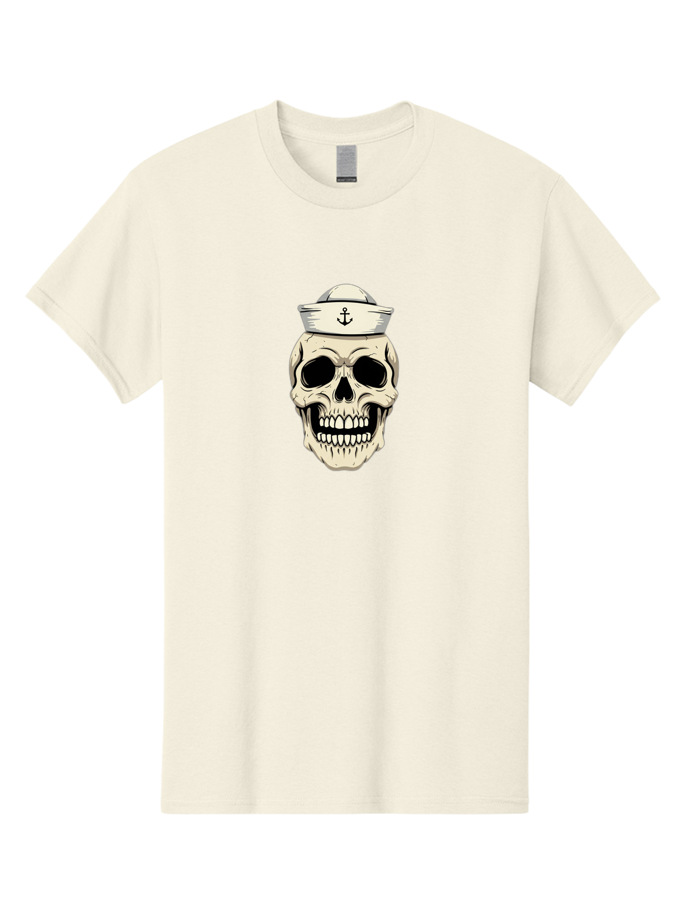 Skull-With-Sailor-Hat-1 Men'S Graphic Tee, 100% Cotton, Comfortable Casual Summer Wear, Machine Washable, Sailor Skull, Anchor Hat, Skull Art, Nautical Theme, Vintage Illustration, Pirate Symbol, Gothic Style, Sailor Hat, Anchor Emblem, Bae280 12