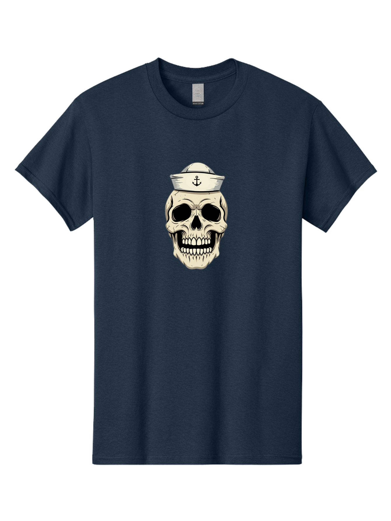 Skull-With-Sailor-Hat-1 Men'S Graphic Tee, 100% Cotton, Comfortable Casual Summer Wear, Machine Washable, Sailor Skull, Anchor Hat, Skull Art, Nautical Theme, Vintage Illustration, Pirate Symbol, Gothic Style, Sailor Hat, Anchor Emblem, Bae280 4