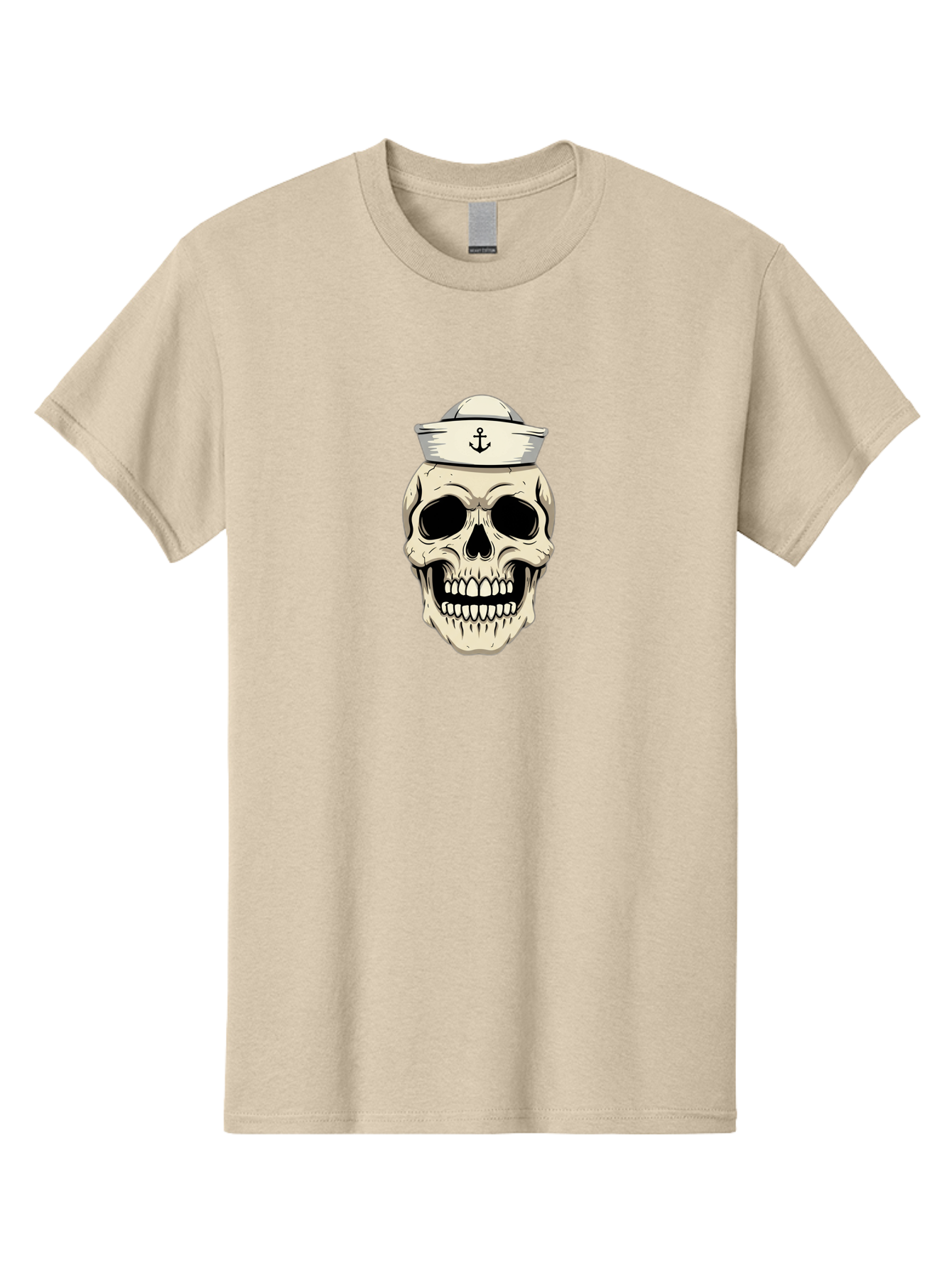 Skull-With-Sailor-Hat-1 Men'S Graphic Tee, 100% Cotton, Comfortable Casual Summer Wear, Machine Washable, Sailor Skull, Anchor Hat, Skull Art, Nautical Theme, Vintage Illustration, Pirate Symbol, Gothic Style, Sailor Hat, Anchor Emblem, Bae280 10