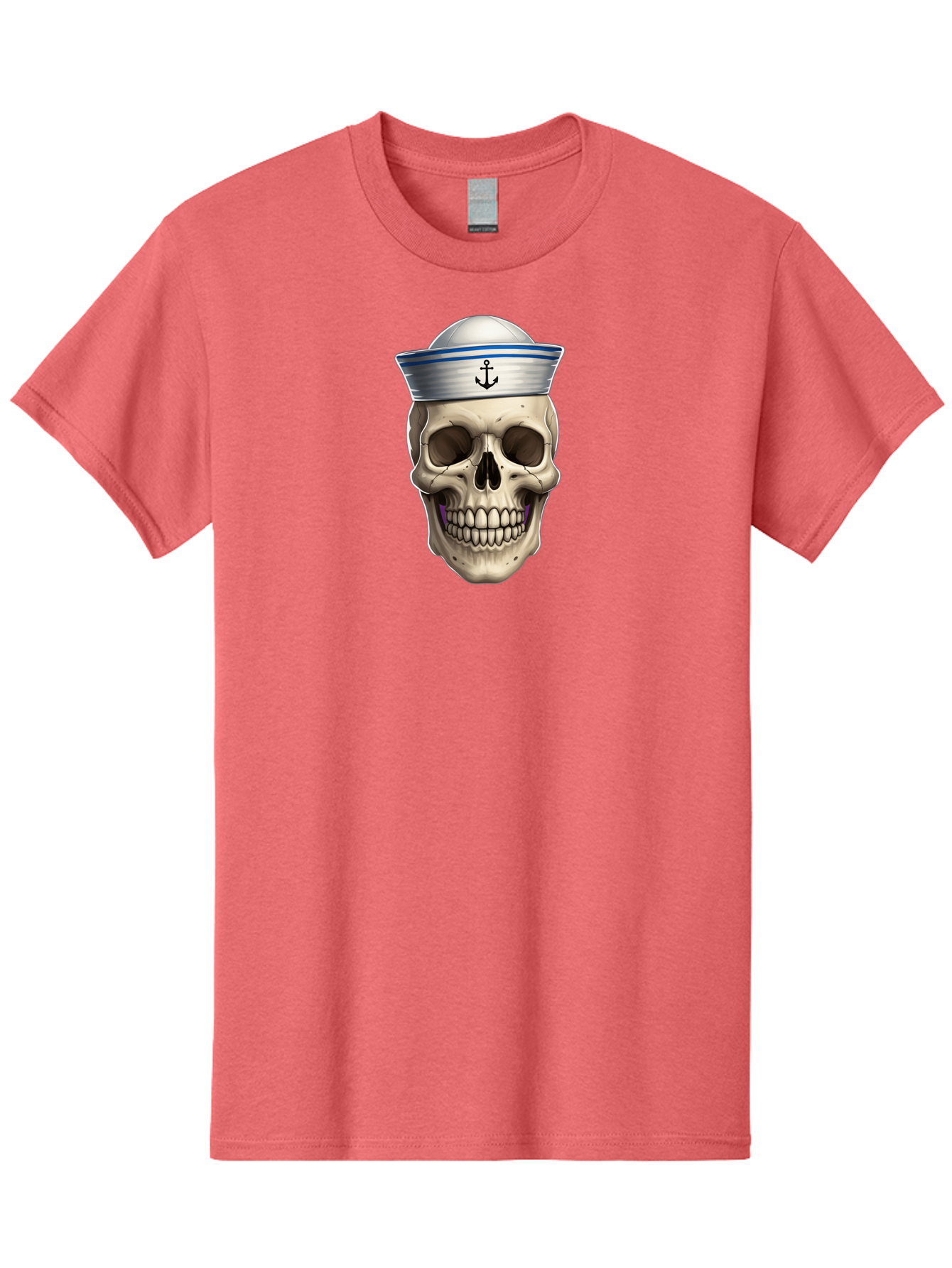 Skull-With-Sailor-Hat Men'S Graphic Tee, 100% Cotton, Comfortable Casual Summer Wear, Machine Washable, Sailor Skull, Human Skull, Sailor Hat, Anchor Symbol, Gothic Style, Grunge Aesthetic, Edgy Design, Bold Illustration Bae281 14
