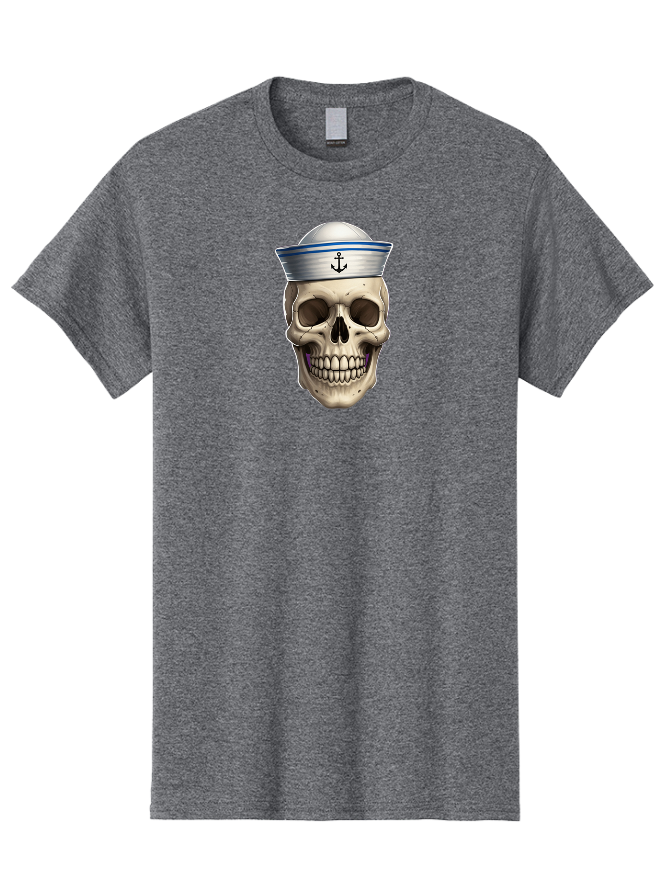 Skull-With-Sailor-Hat Men'S Graphic Tee, 100% Cotton, Comfortable Casual Summer Wear, Machine Washable, Sailor Skull, Human Skull, Sailor Hat, Anchor Symbol, Gothic Style, Grunge Aesthetic, Edgy Design, Bold Illustration Bae281 11