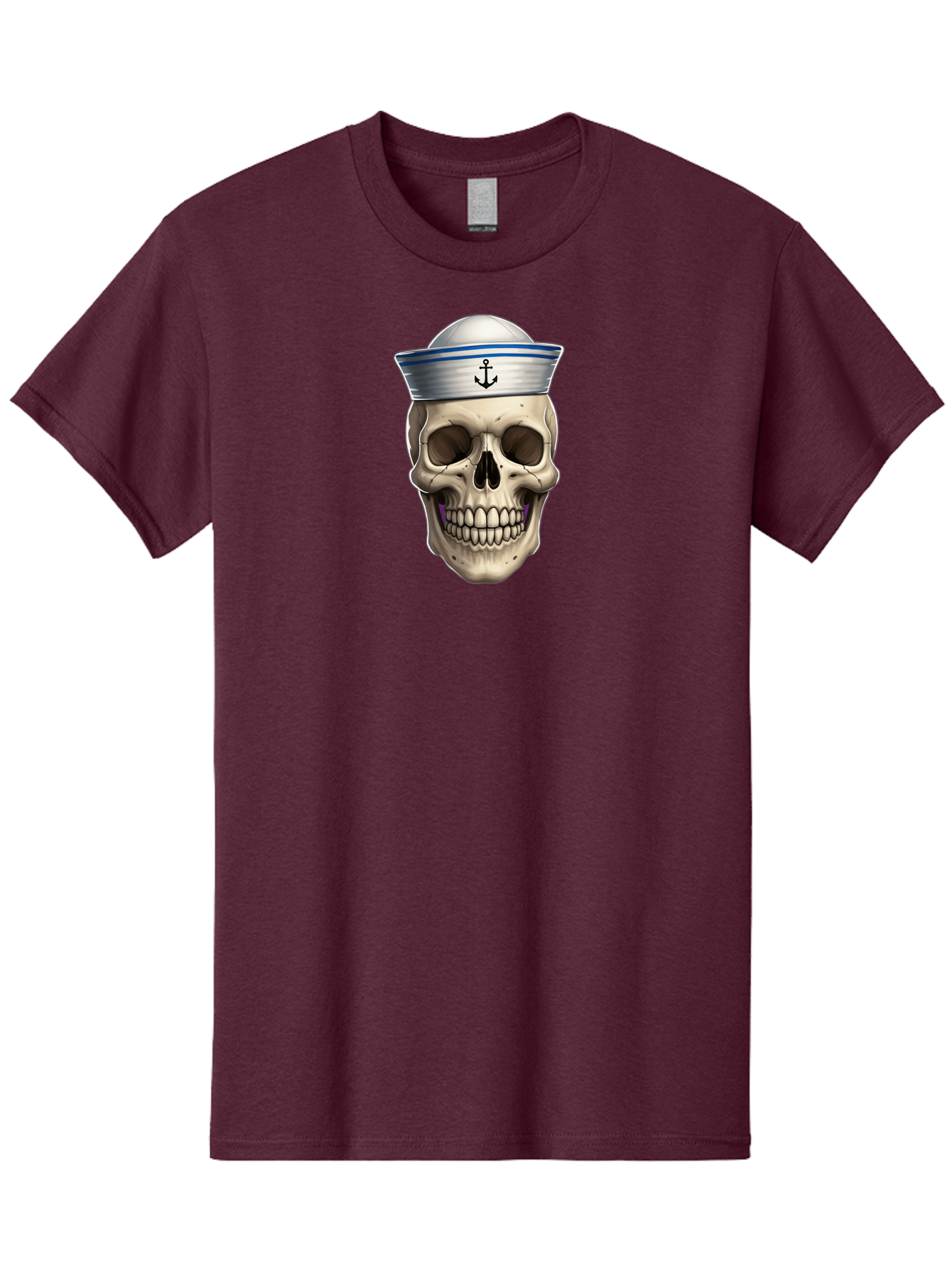 Skull-With-Sailor-Hat Men'S Graphic Tee, 100% Cotton, Comfortable Casual Summer Wear, Machine Washable, Sailor Skull, Human Skull, Sailor Hat, Anchor Symbol, Gothic Style, Grunge Aesthetic, Edgy Design, Bold Illustration Bae281 15
