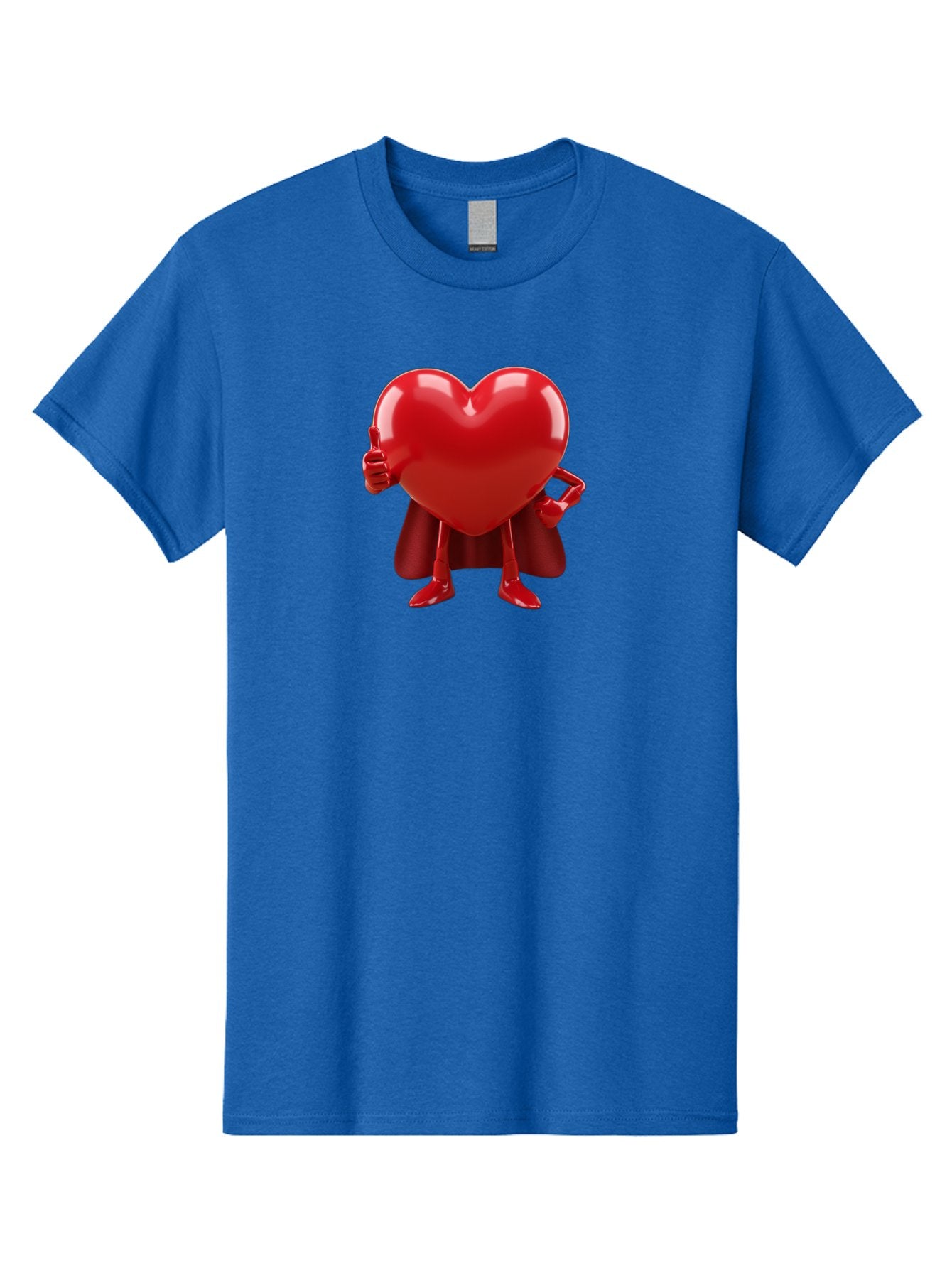 Super-Heart Men'S Graphic Tee, 100% Cotton, Comfortable Casual Summer Wear, Machine Washable, Heart Superhero, Red Heart Character, Thumbs Up Approval, Cape, Confidence, Positive Vibes, Cartoon Style, 3D Illustration, Love Symbol, Hero Pose Bae288 6