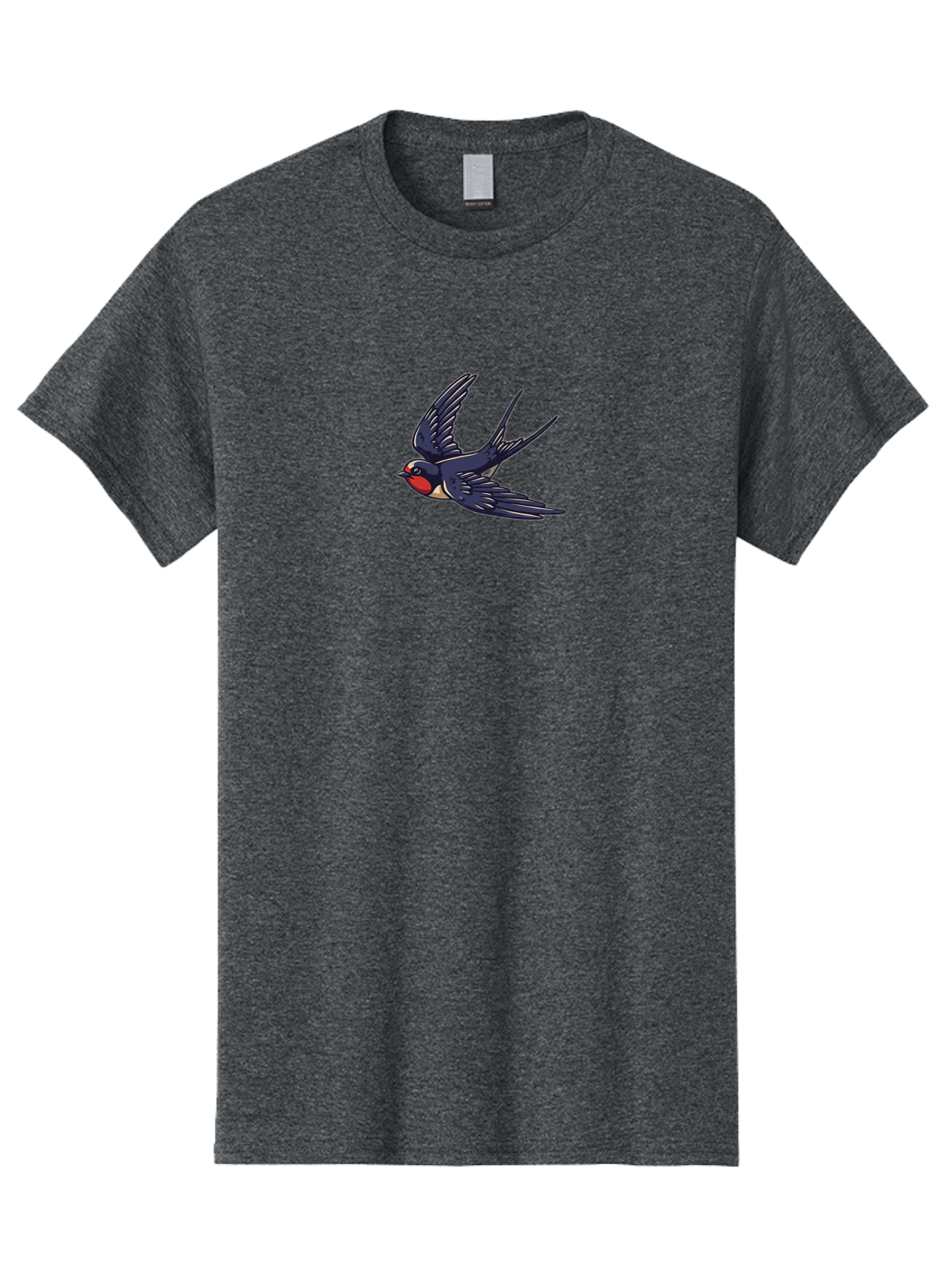 Swallow-1 Men'S Graphic Tee, 100% Cotton, Comfortable Casual Summer Wear, Machine Washable, Swallow Bird In Flight, Dark Blue Wings, Red Face, White Belly, Bird Illustration, Cartoon Style, Wildlife Art, Flying Bird, Stylized Portrait Bae289