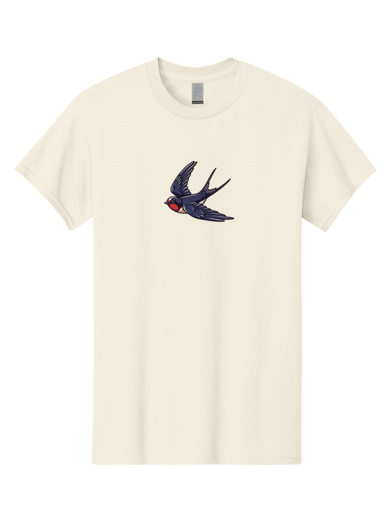 Swallow-1 Men'S Graphic Tee, 100% Cotton, Comfortable Casual Summer Wear, Machine Washable, Swallow Bird In Flight, Dark Blue Wings, Red Face, White Belly, Bird Illustration, Cartoon Style, Wildlife Art, Flying Bird, Stylized Portrait Bae289