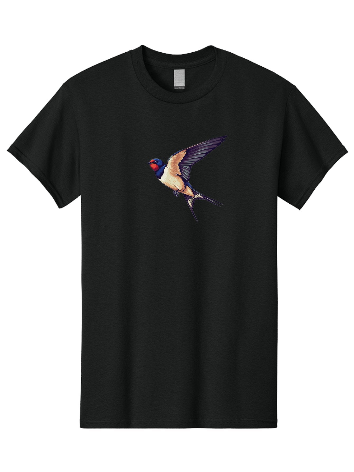 Swallow-Bird-1 Men'S Graphic Tee, 100% Cotton, Comfortable Casual Summer Wear, Machine Washable, Bird In Flight, Swallow Species, Blue And Red Head, White And Black Wings, Natural Flight, Birdwatching, Wildlife Photography, Migratory Bird, Bae292