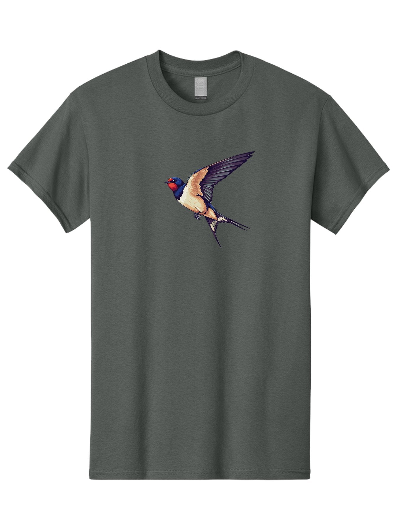 Swallow-Bird-1 Men'S Graphic Tee, 100% Cotton, Comfortable Casual Summer Wear, Machine Washable, Bird In Flight, Swallow Species, Blue And Red Head, White And Black Wings, Natural Flight, Birdwatching, Wildlife Photography, Migratory Bird, Bae292 12