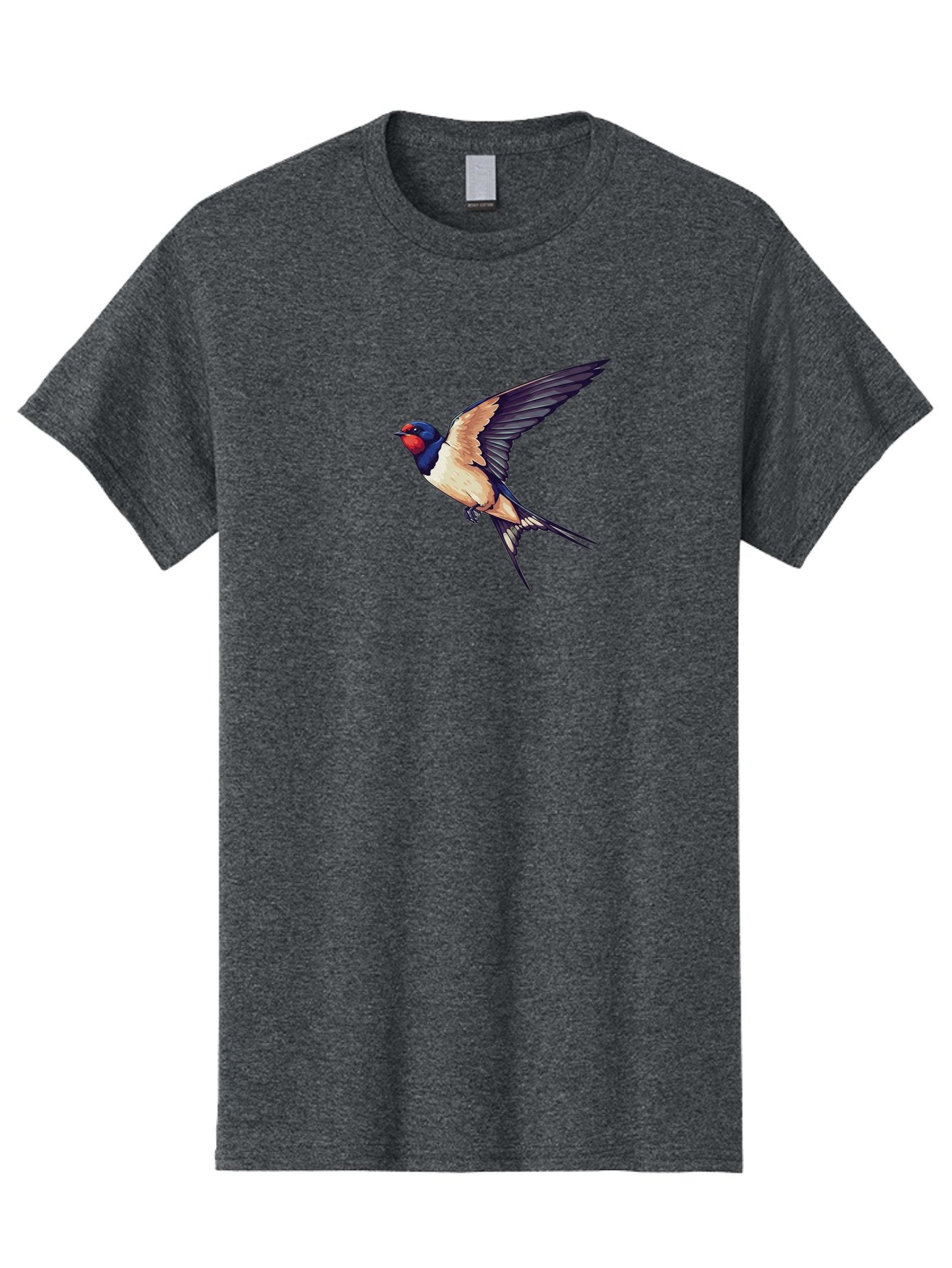 Swallow-Bird-1 Men'S Graphic Tee, 100% Cotton, Comfortable Casual Summer Wear, Machine Washable, Bird In Flight, Swallow Species, Blue And Red Head, White And Black Wings, Natural Flight, Birdwatching, Wildlife Photography, Migratory Bird, Bae292 9