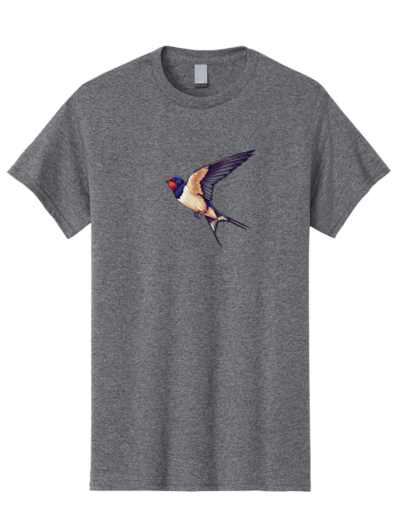 Swallow-Bird-1 Men'S Graphic Tee, 100% Cotton, Comfortable Casual Summer Wear, Machine Washable, Bird In Flight, Swallow Species, Blue And Red Head, White And Black Wings, Natural Flight, Birdwatching, Wildlife Photography, Migratory Bird, Bae292 10