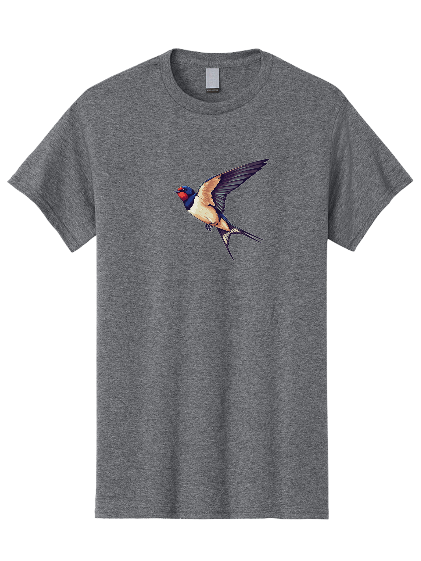 Swallow-Bird-1 Men'S Graphic Tee, 100% Cotton, Comfortable Casual Summer Wear, Machine Washable, Bird In Flight, Swallow Species, Blue And Red Head, White And Black Wings, Natural Flight, Birdwatching, Wildlife Photography, Migratory Bird, Bae292 14