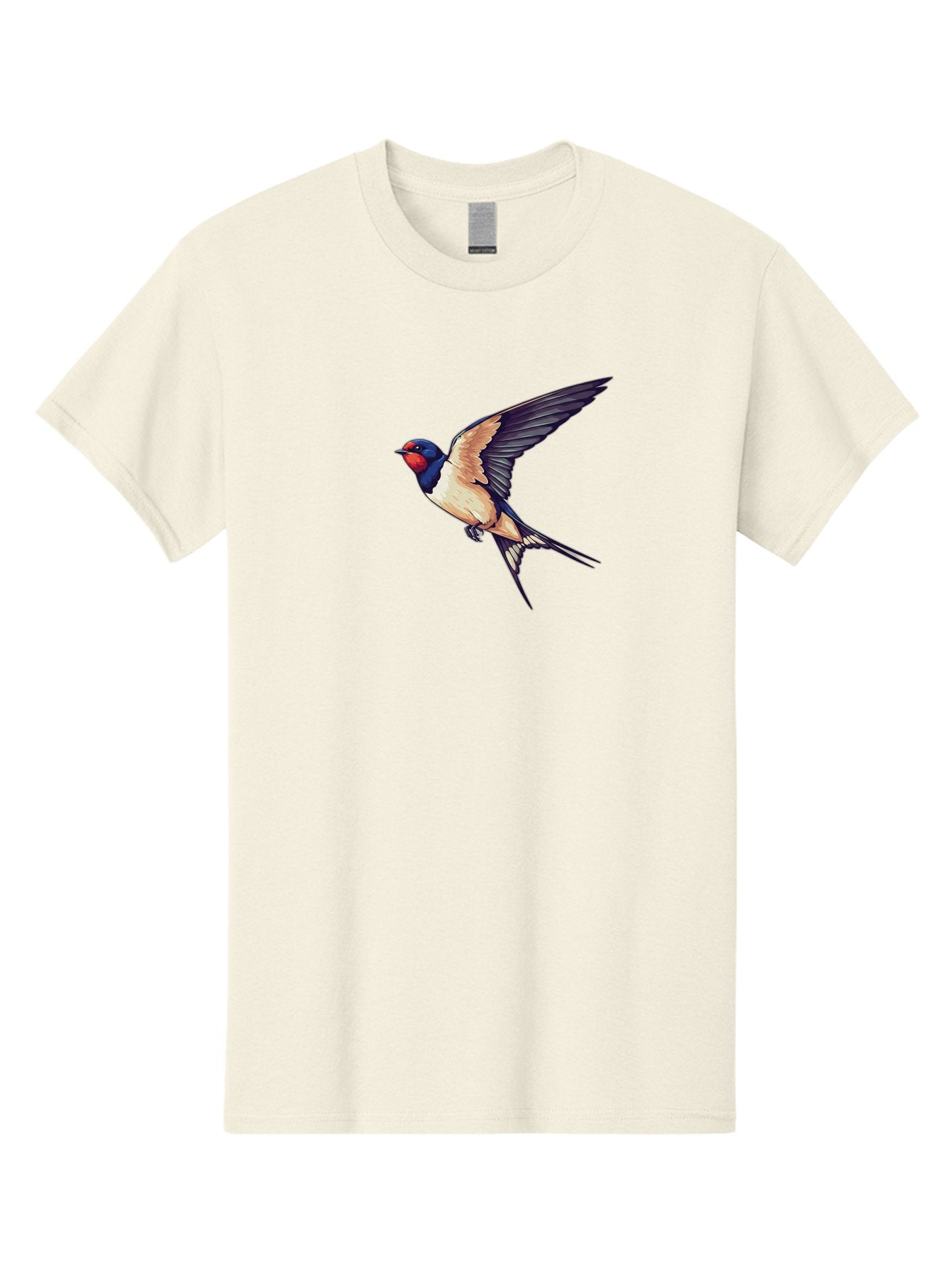Swallow-Bird-1 Men'S Graphic Tee, 100% Cotton, Comfortable Casual Summer Wear, Machine Washable, Bird In Flight, Swallow Species, Blue And Red Head, White And Black Wings, Natural Flight, Birdwatching, Wildlife Photography, Migratory Bird, Bae292 3