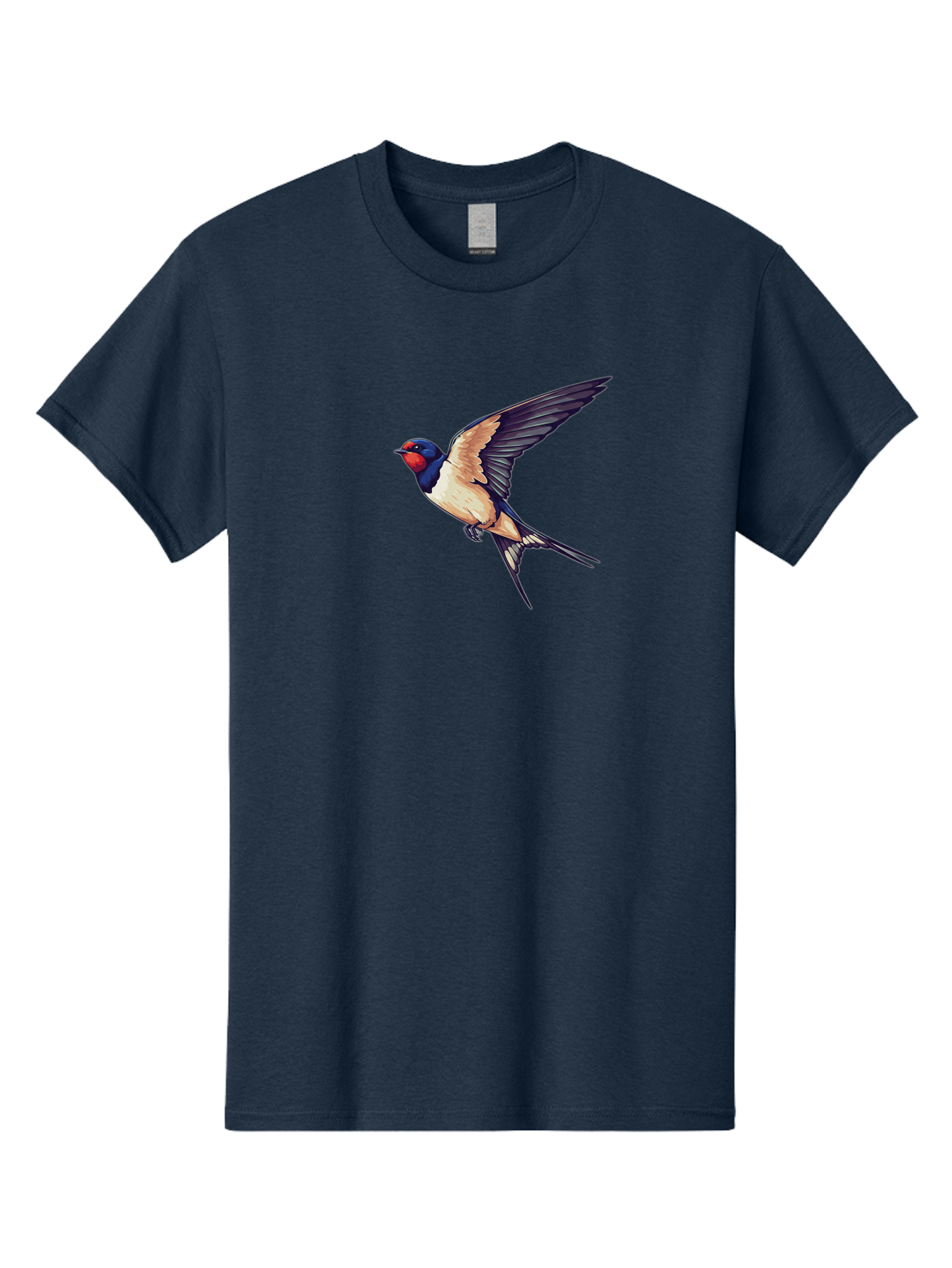 Swallow-Bird-1 Men'S Graphic Tee, 100% Cotton, Comfortable Casual Summer Wear, Machine Washable, Bird In Flight, Swallow Species, Blue And Red Head, White And Black Wings, Natural Flight, Birdwatching, Wildlife Photography, Migratory Bird, Bae292