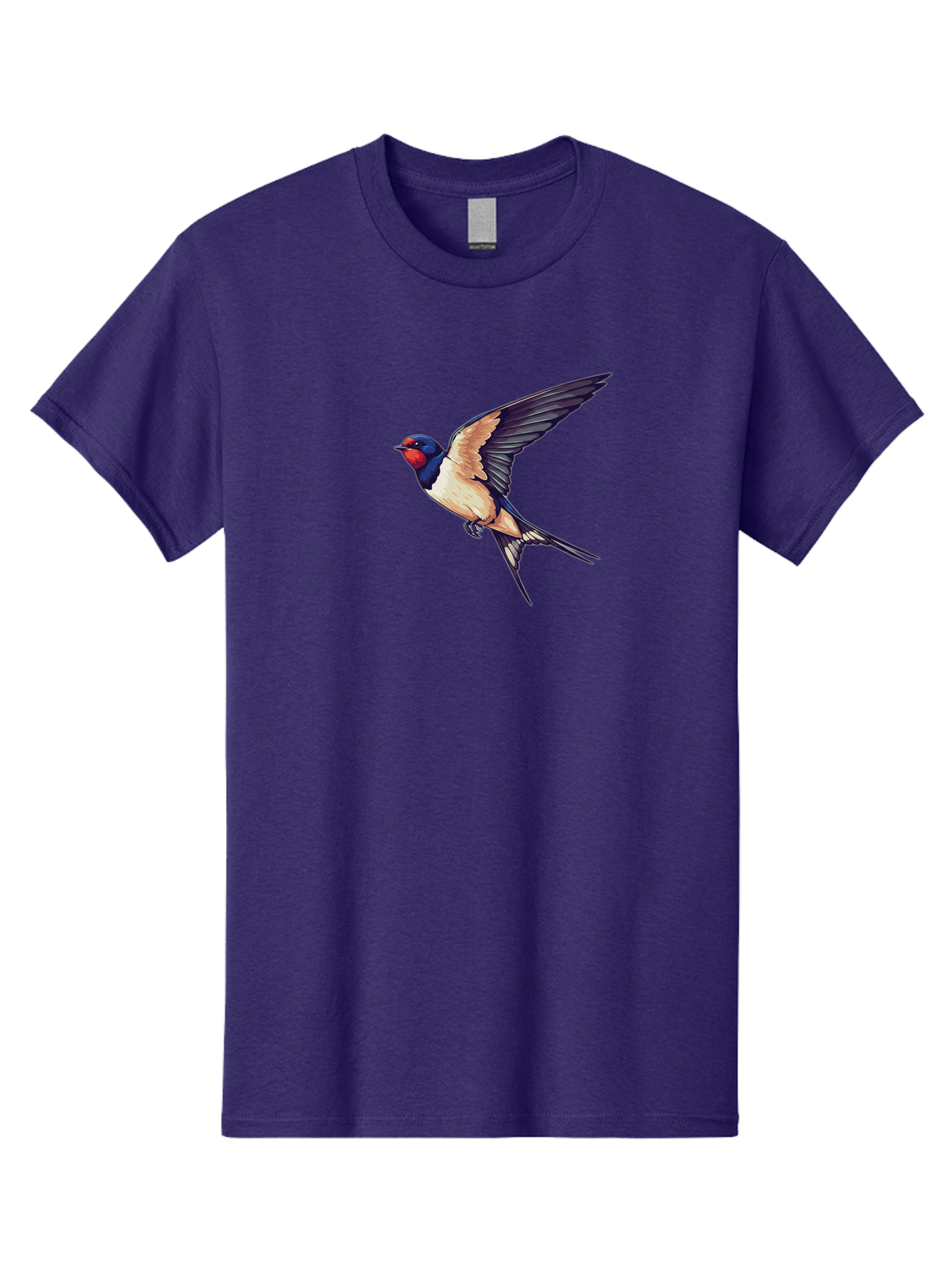 Swallow-Bird-1 Men'S Graphic Tee, 100% Cotton, Comfortable Casual Summer Wear, Machine Washable, Bird In Flight, Swallow Species, Blue And Red Head, White And Black Wings, Natural Flight, Birdwatching, Wildlife Photography, Migratory Bird, Bae292 15