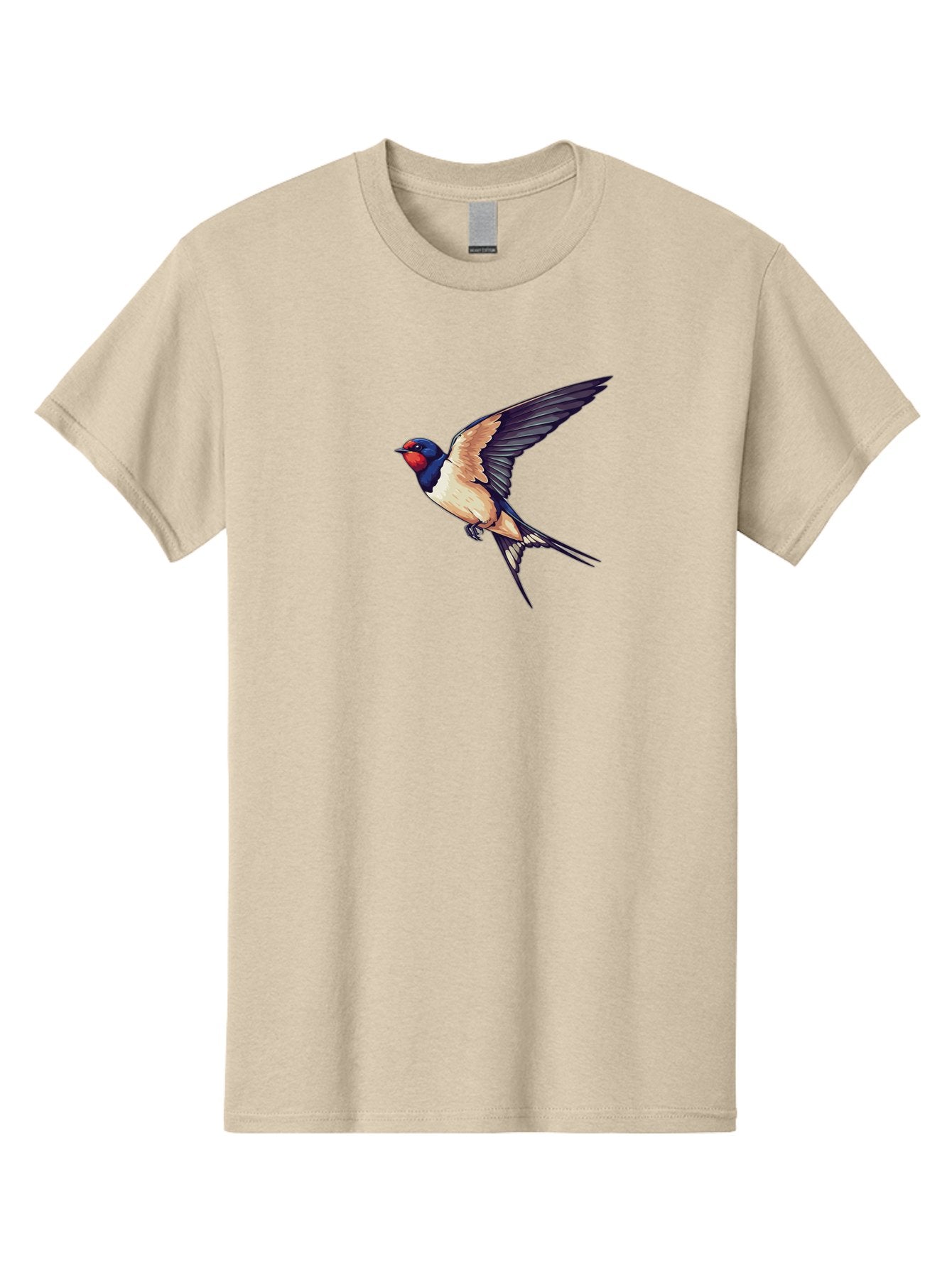Swallow-Bird-1 Men'S Graphic Tee, 100% Cotton, Comfortable Casual Summer Wear, Machine Washable, Bird In Flight, Swallow Species, Blue And Red Head, White And Black Wings, Natural Flight, Birdwatching, Wildlife Photography, Migratory Bird, Bae292 4