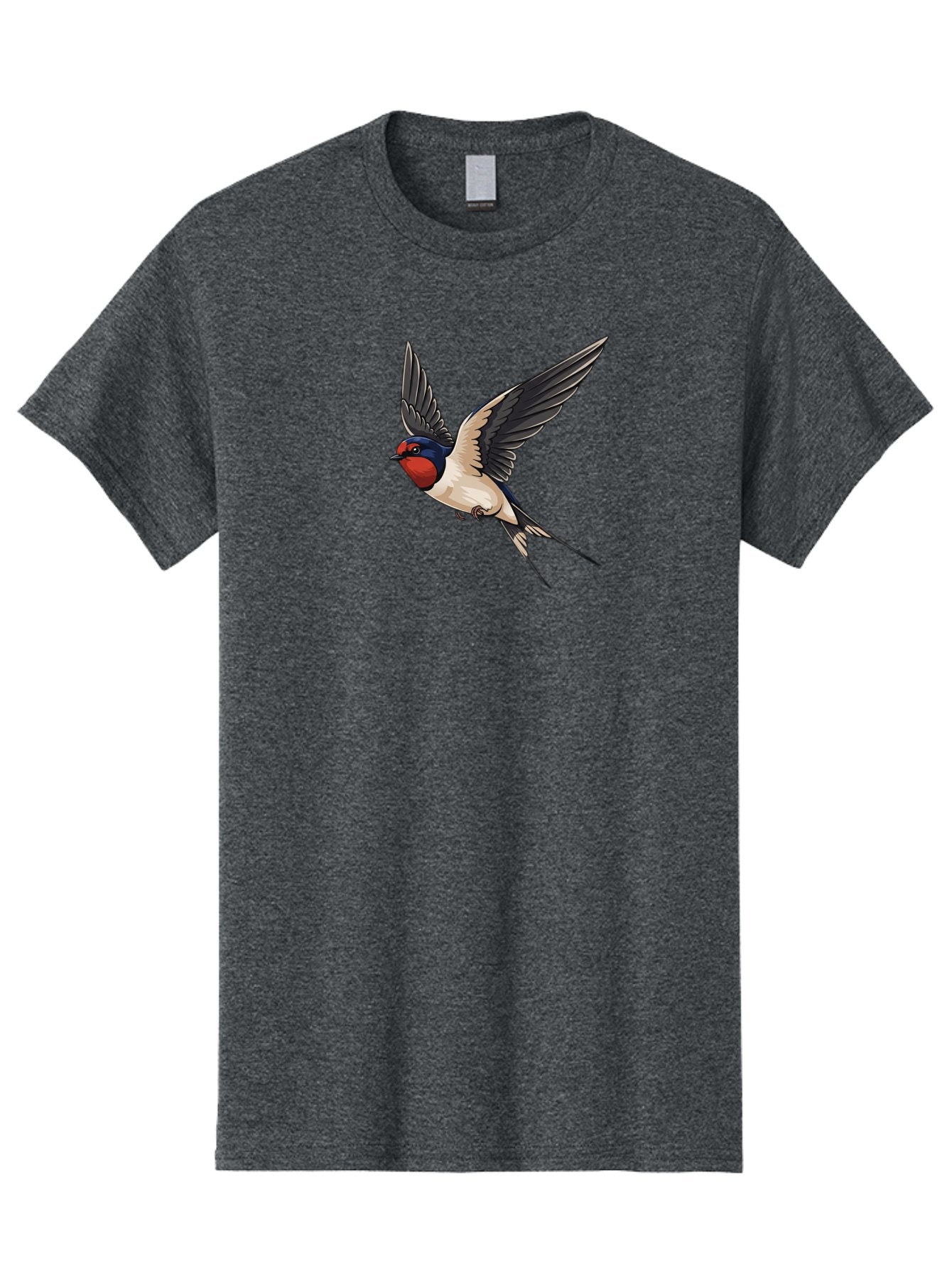 Swallow-Bird-In-Flight Men'S Graphic Tee, 100% Cotton, Comfortable Casual Summer Wear, Machine Washable, Swallow Bird In Flight, Red Face, Blue Head, White Belly, Black Wings, Bird Species, Wildlife Illustration, Flying Bird, Animal Art Bae293 14
