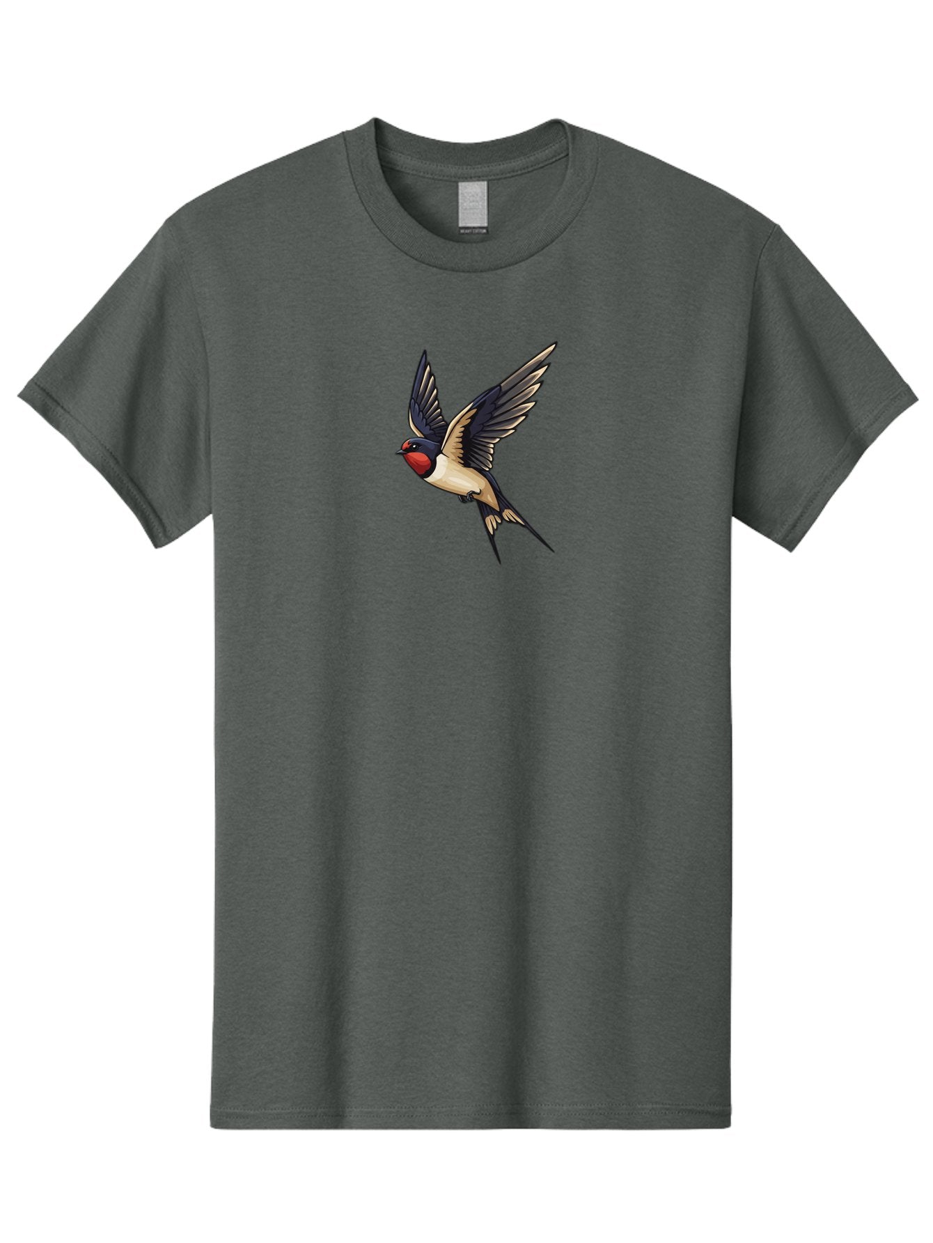 Swallow-Bird Men'S Graphic Tee, 100% Cotton, Comfortable Casual Summer Wear, Machine Washable, Swallow Bird In Flight, Bird Flying, Black And White Bird, Red Face Bird, Wingspan, Bird Species, Wildlife Illustration, Nature Art Bae294 4