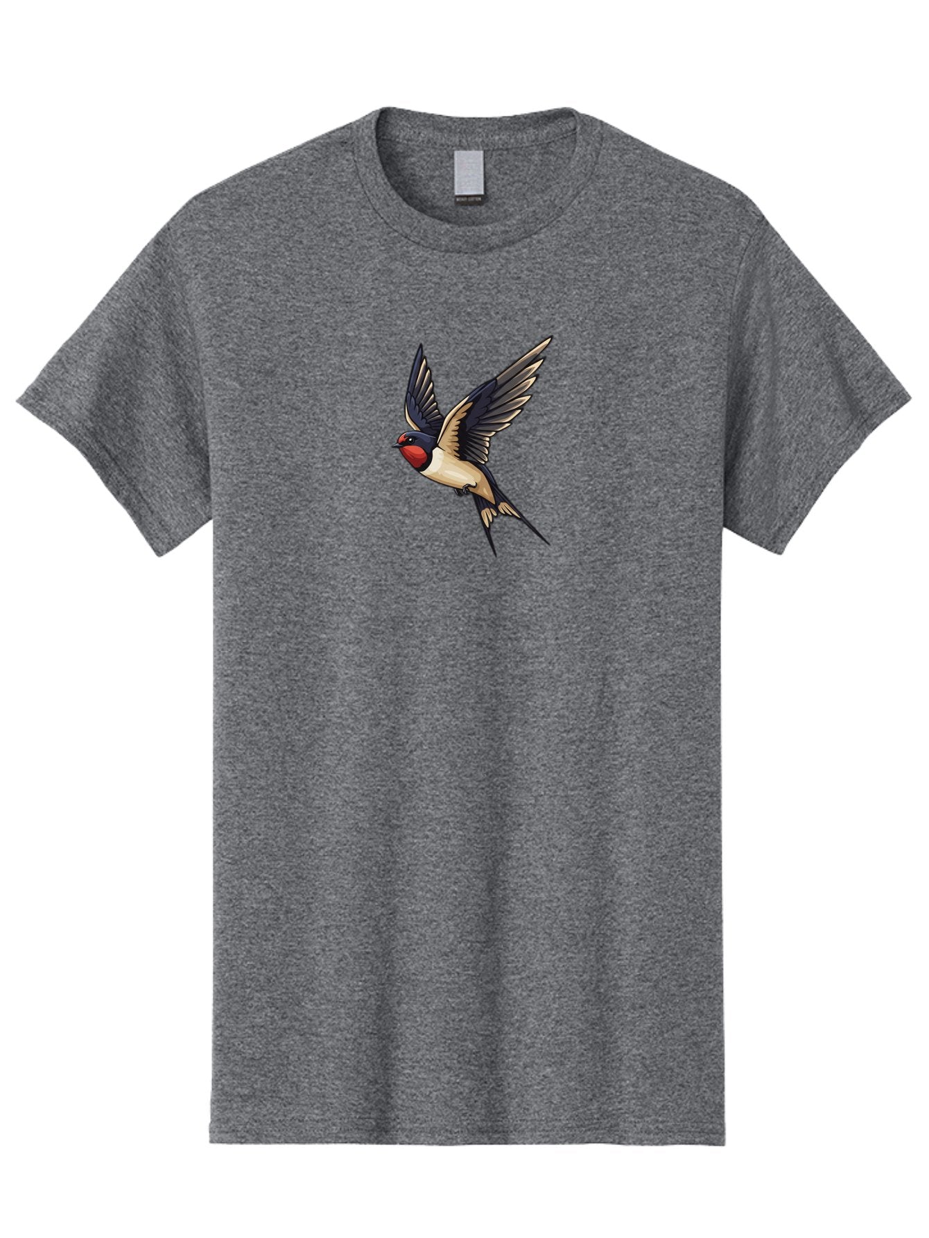 Swallow-Bird Men'S Graphic Tee, 100% Cotton, Comfortable Casual Summer Wear, Machine Washable, Swallow Bird In Flight, Bird Flying, Black And White Bird, Red Face Bird, Wingspan, Bird Species, Wildlife Illustration, Nature Art Bae294 7