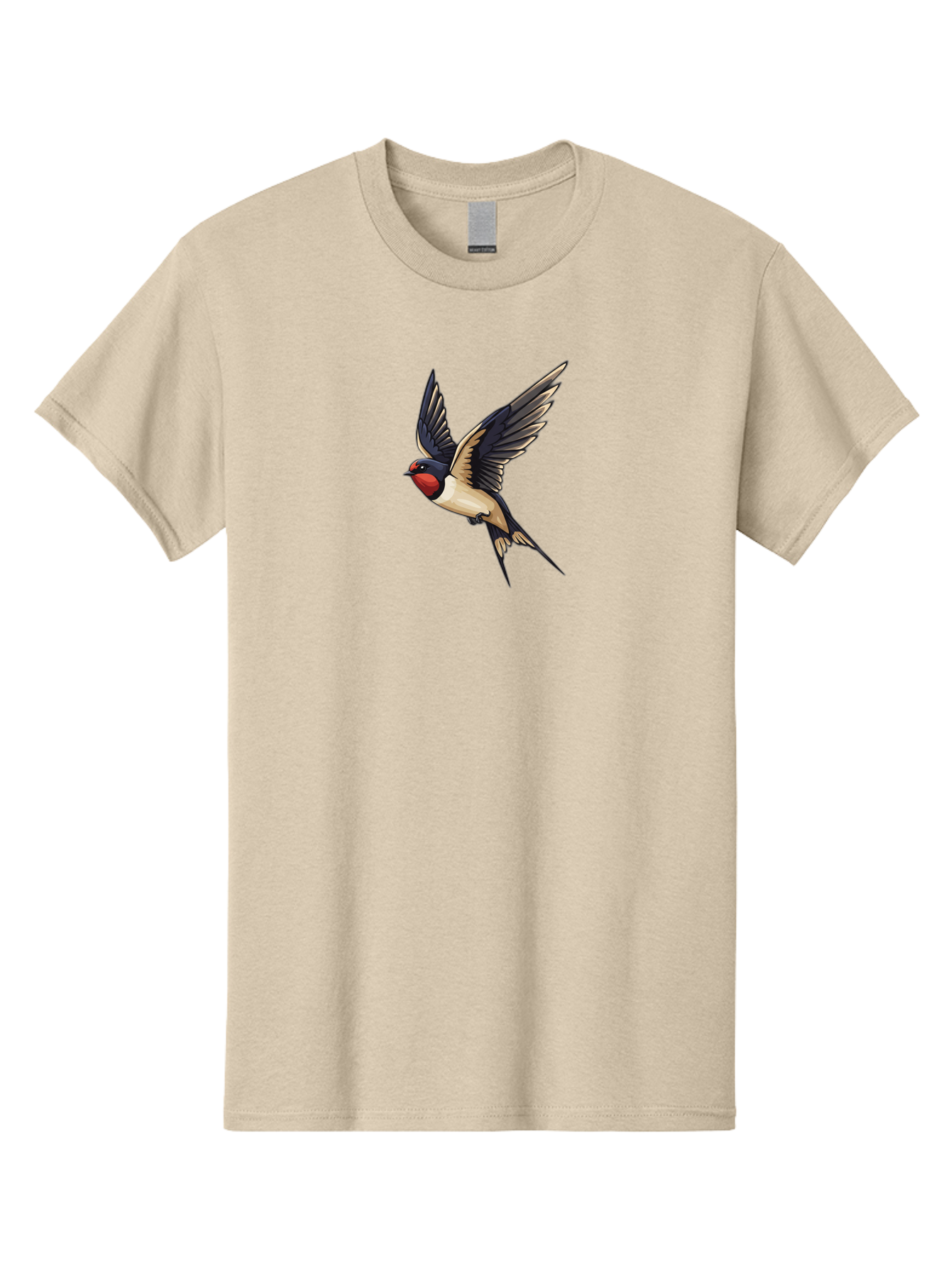 Swallow-Bird Men'S Graphic Tee, 100% Cotton, Comfortable Casual Summer Wear, Machine Washable, Swallow Bird In Flight, Bird Flying, Black And White Bird, Red Face Bird, Wingspan, Bird Species, Wildlife Illustration, Nature Art Bae294