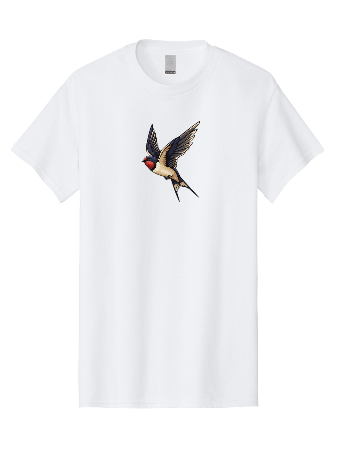 Swallow-Bird Men'S Graphic Tee, 100% Cotton, Comfortable Casual Summer Wear, Machine Washable, Swallow Bird In Flight, Bird Flying, Black And White Bird, Red Face Bird, Wingspan, Bird Species, Wildlife Illustration, Nature Art Bae294 5