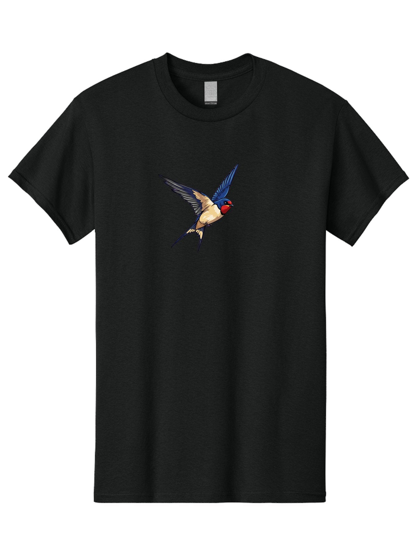 Swallow-Flying Men'S Graphic Tee, 100% Cotton, Comfortable Casual Summer Wear, Machine Washable, Swallow Bird In Flight, Blue And Tan Feathers, Red Face, Dynamic Wings, Bird In Mid-Air, Wildlife Illustration, Colorful Plumage, Bird'S Eye View, Bae295 14