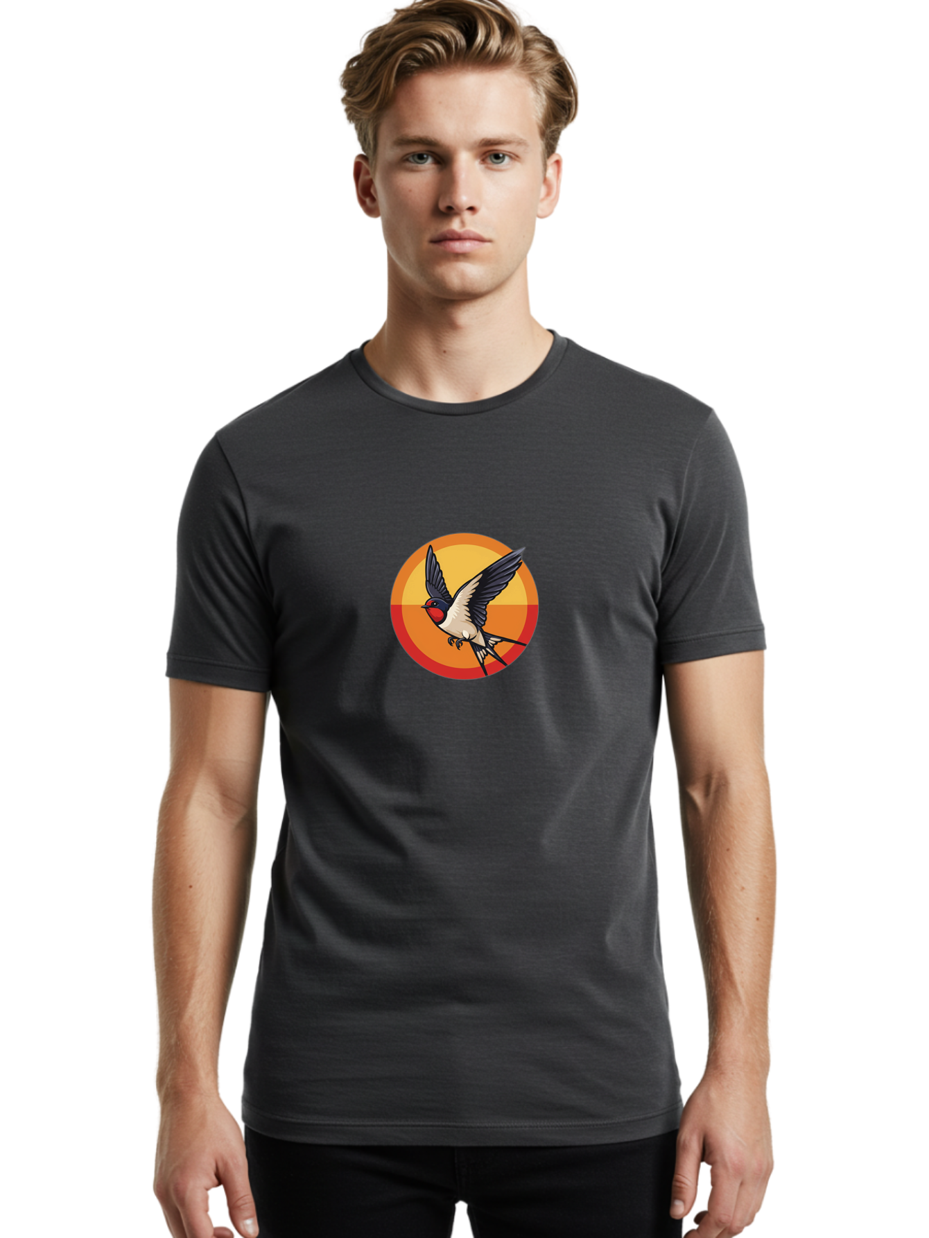 Swallow-In-Flight-2 Men'S Graphic Tee, 100% Cotton, Comfortable Casual Summer Wear, Machine Washable, Swallow Bird, Flying Bird, Bird In Flight, Cartoon Illustration, Vibrant Colors, Dynamic Movement, Wildlife Artwork, Birdwatching, Bae297 22