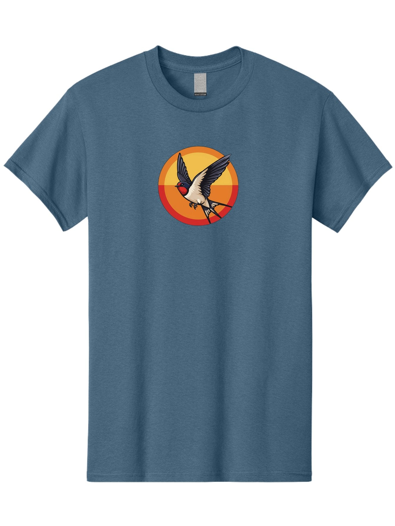 Swallow-In-Flight-2 Men'S Graphic Tee, 100% Cotton, Comfortable Casual Summer Wear, Machine Washable, Swallow Bird, Flying Bird, Bird In Flight, Cartoon Illustration, Vibrant Colors, Dynamic Movement, Wildlife Artwork, Birdwatching, Bae297