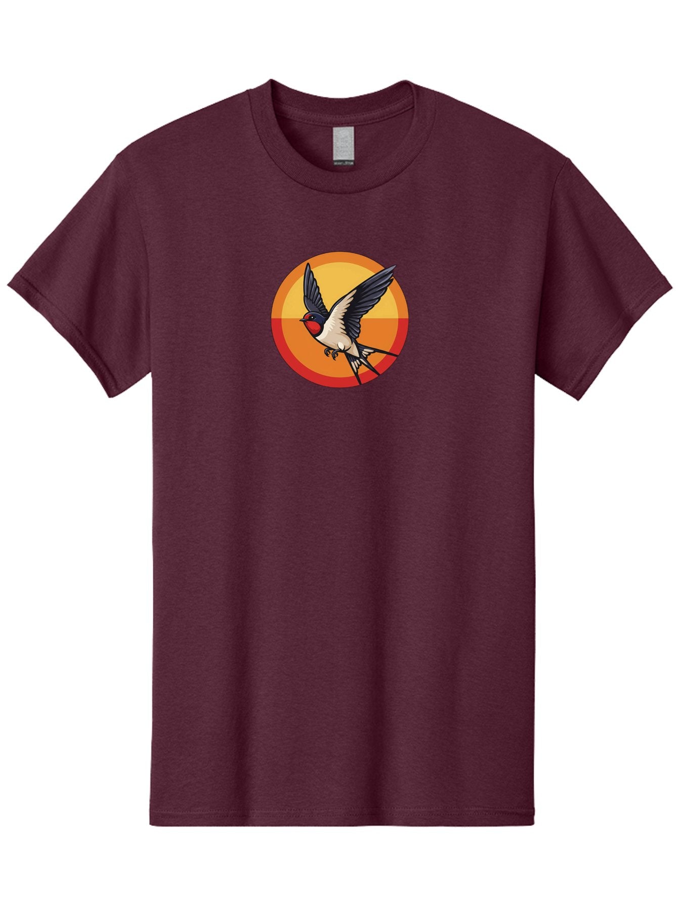 Swallow-In-Flight-2 Men'S Graphic Tee, 100% Cotton, Comfortable Casual Summer Wear, Machine Washable, Swallow Bird, Flying Bird, Bird In Flight, Cartoon Illustration, Vibrant Colors, Dynamic Movement, Wildlife Artwork, Birdwatching, Bae297 4