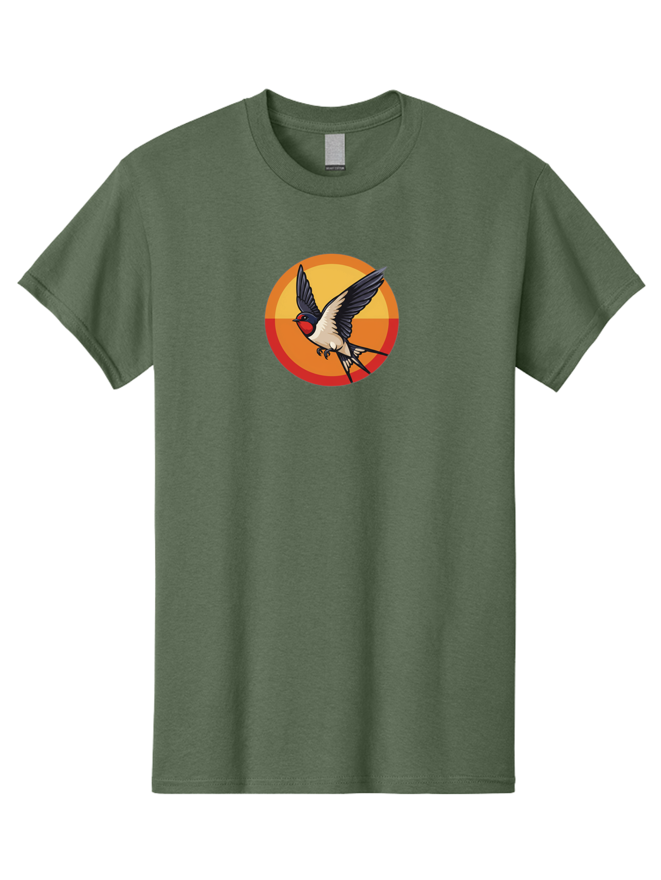 Swallow-In-Flight-2 Men'S Graphic Tee, 100% Cotton, Comfortable Casual Summer Wear, Machine Washable, Swallow Bird, Flying Bird, Bird In Flight, Cartoon Illustration, Vibrant Colors, Dynamic Movement, Wildlife Artwork, Birdwatching, Bae297