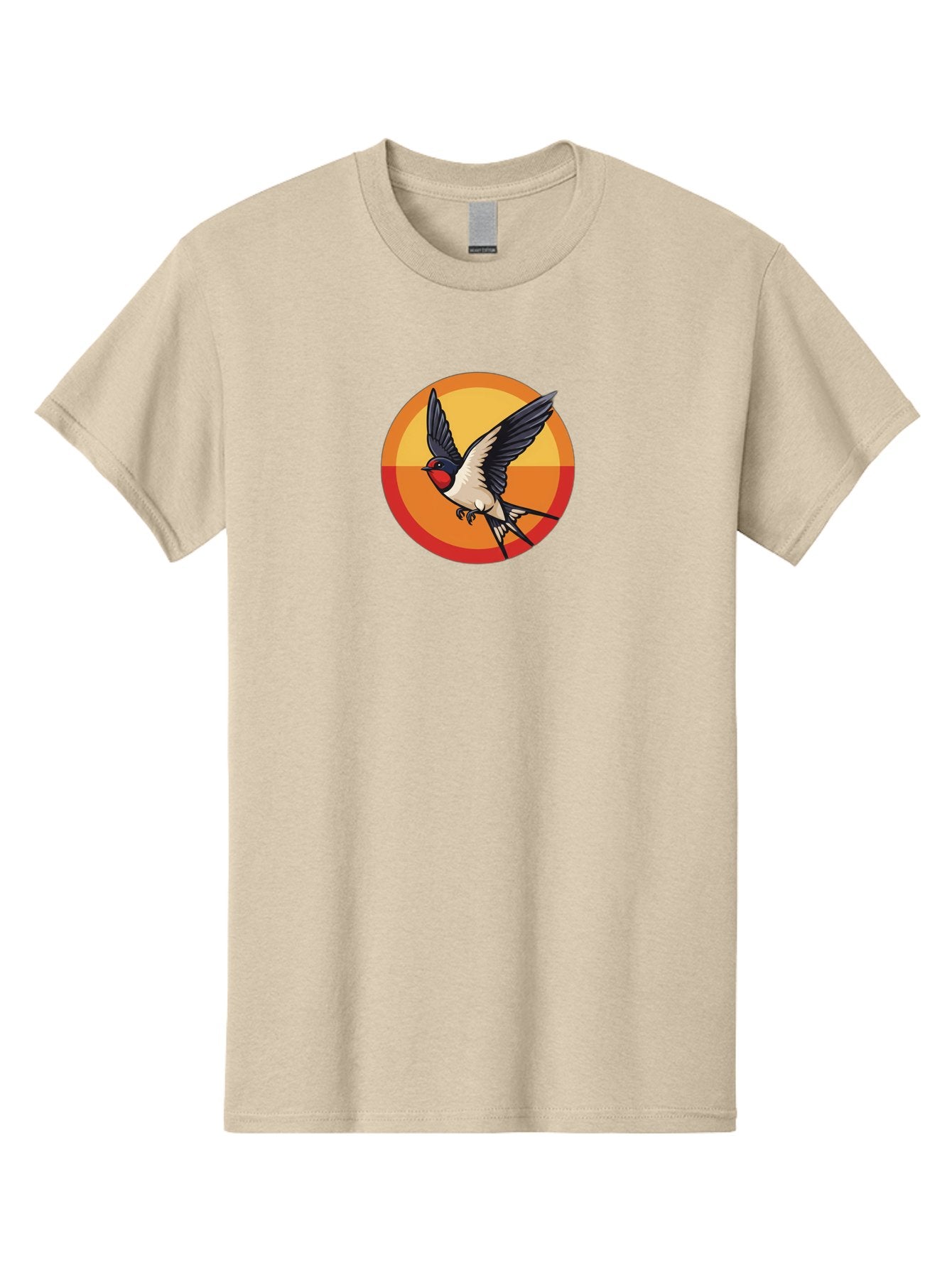 Swallow-In-Flight-2 Men'S Graphic Tee, 100% Cotton, Comfortable Casual Summer Wear, Machine Washable, Swallow Bird, Flying Bird, Bird In Flight, Cartoon Illustration, Vibrant Colors, Dynamic Movement, Wildlife Artwork, Birdwatching, Bae297 3