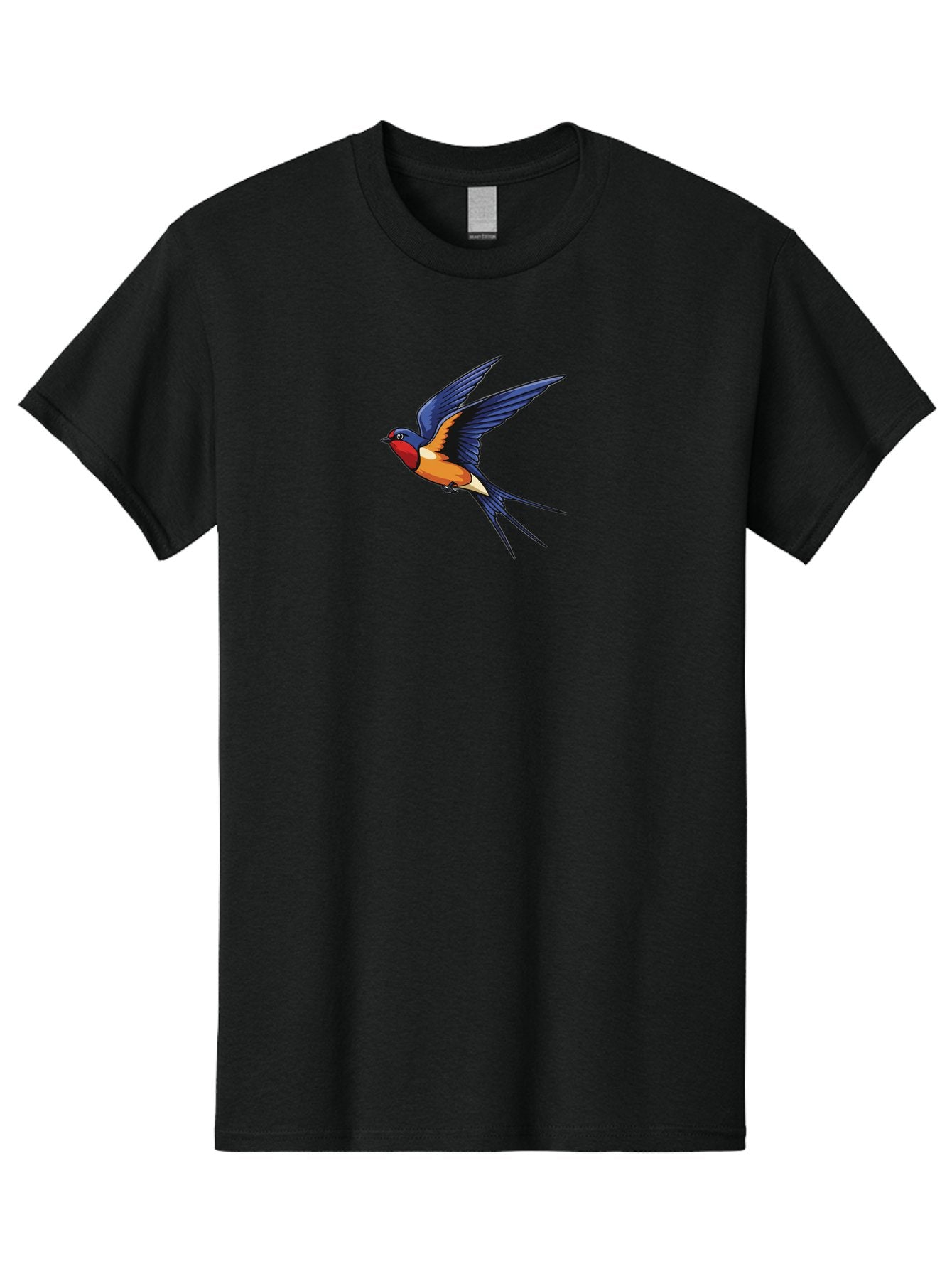 Swallow-In-Flight Men'S Graphic Tee, 100% Cotton, Comfortable Casual Summer Wear, Machine Washable, Barn Swallow In Flight, Colorful Bird, Blue Wings, Orange Belly, Red Face, Wildlife Illustration, Bird Watching, Migratory Bird, Nature Art Bae298