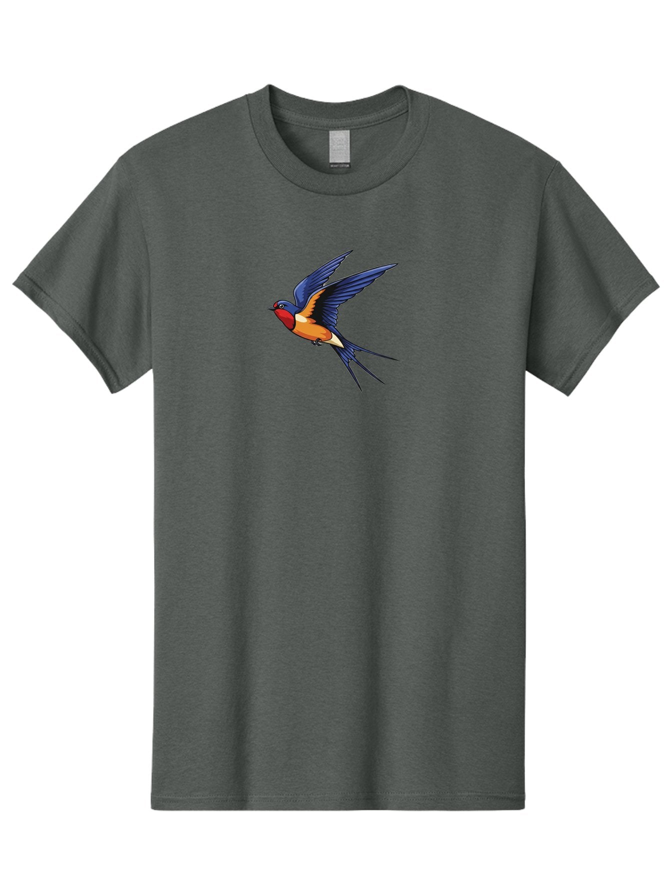 Swallow-In-Flight Men'S Graphic Tee, 100% Cotton, Comfortable Casual Summer Wear, Machine Washable, Barn Swallow In Flight, Colorful Bird, Blue Wings, Orange Belly, Red Face, Wildlife Illustration, Bird Watching, Migratory Bird, Nature Art Bae298 15