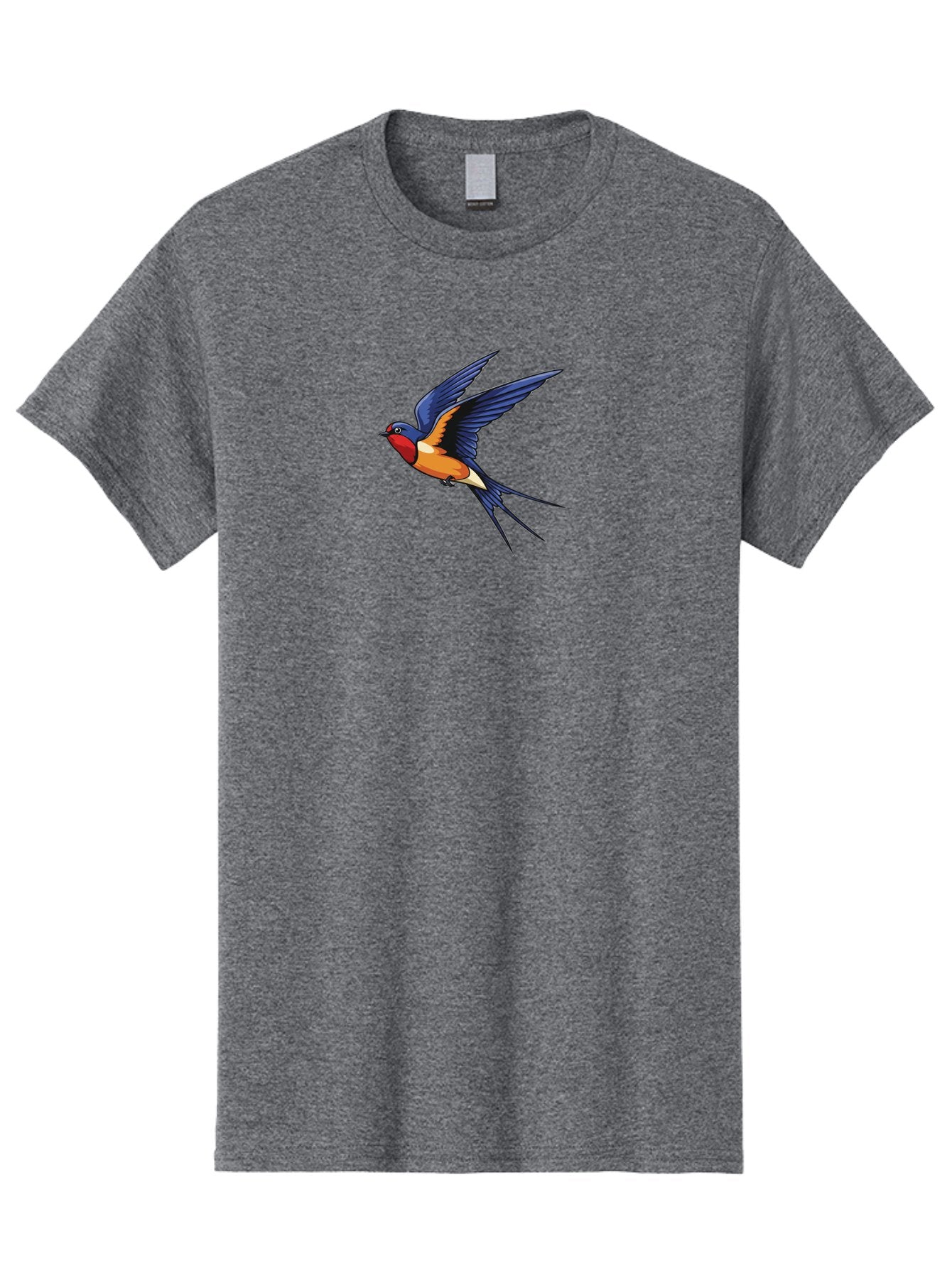 Swallow-In-Flight Men'S Graphic Tee, 100% Cotton, Comfortable Casual Summer Wear, Machine Washable, Barn Swallow In Flight, Colorful Bird, Blue Wings, Orange Belly, Red Face, Wildlife Illustration, Bird Watching, Migratory Bird, Nature Art Bae298