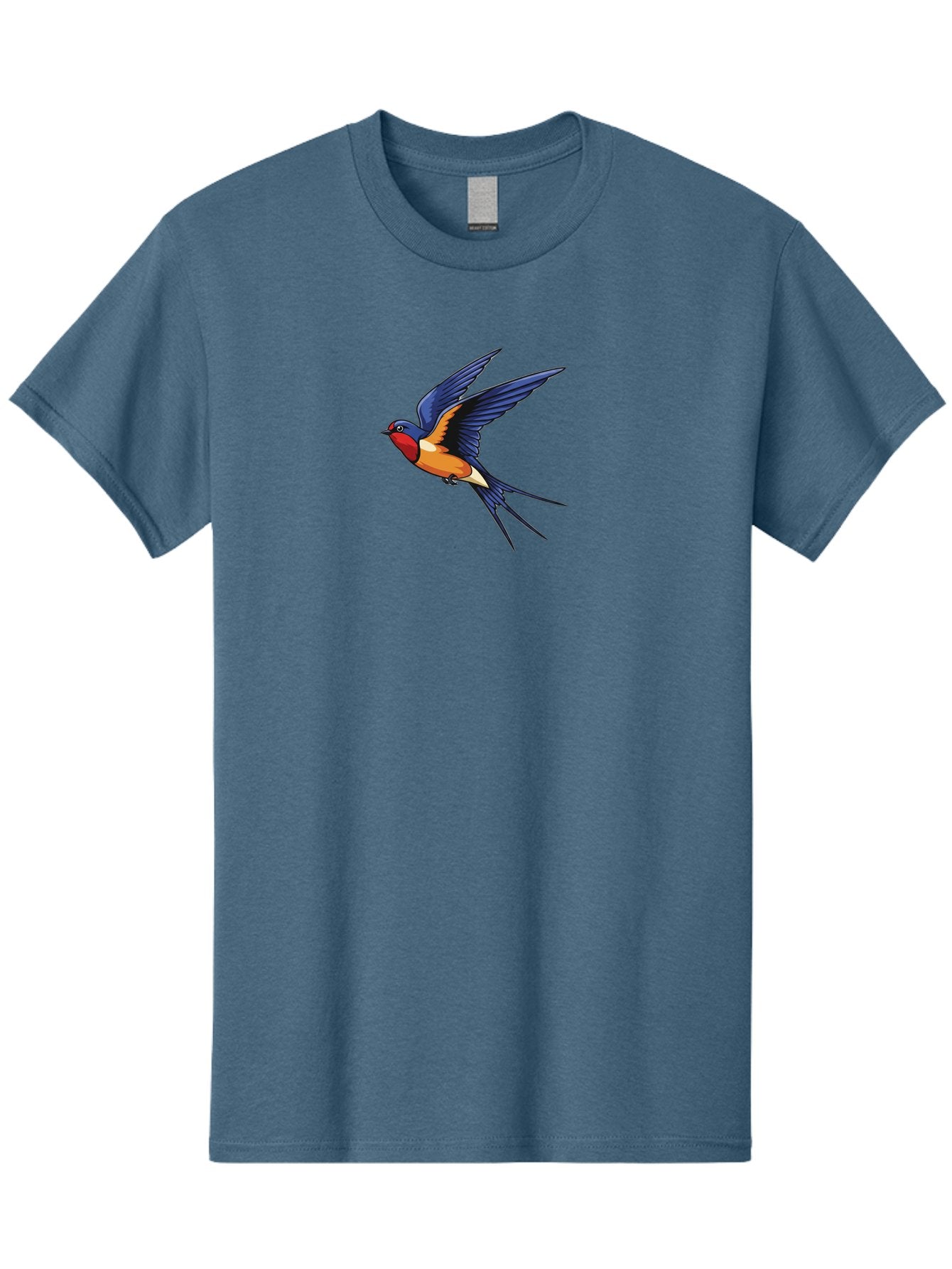 Swallow-In-Flight Men'S Graphic Tee, 100% Cotton, Comfortable Casual Summer Wear, Machine Washable, Barn Swallow In Flight, Colorful Bird, Blue Wings, Orange Belly, Red Face, Wildlife Illustration, Bird Watching, Migratory Bird, Nature Art Bae298 14