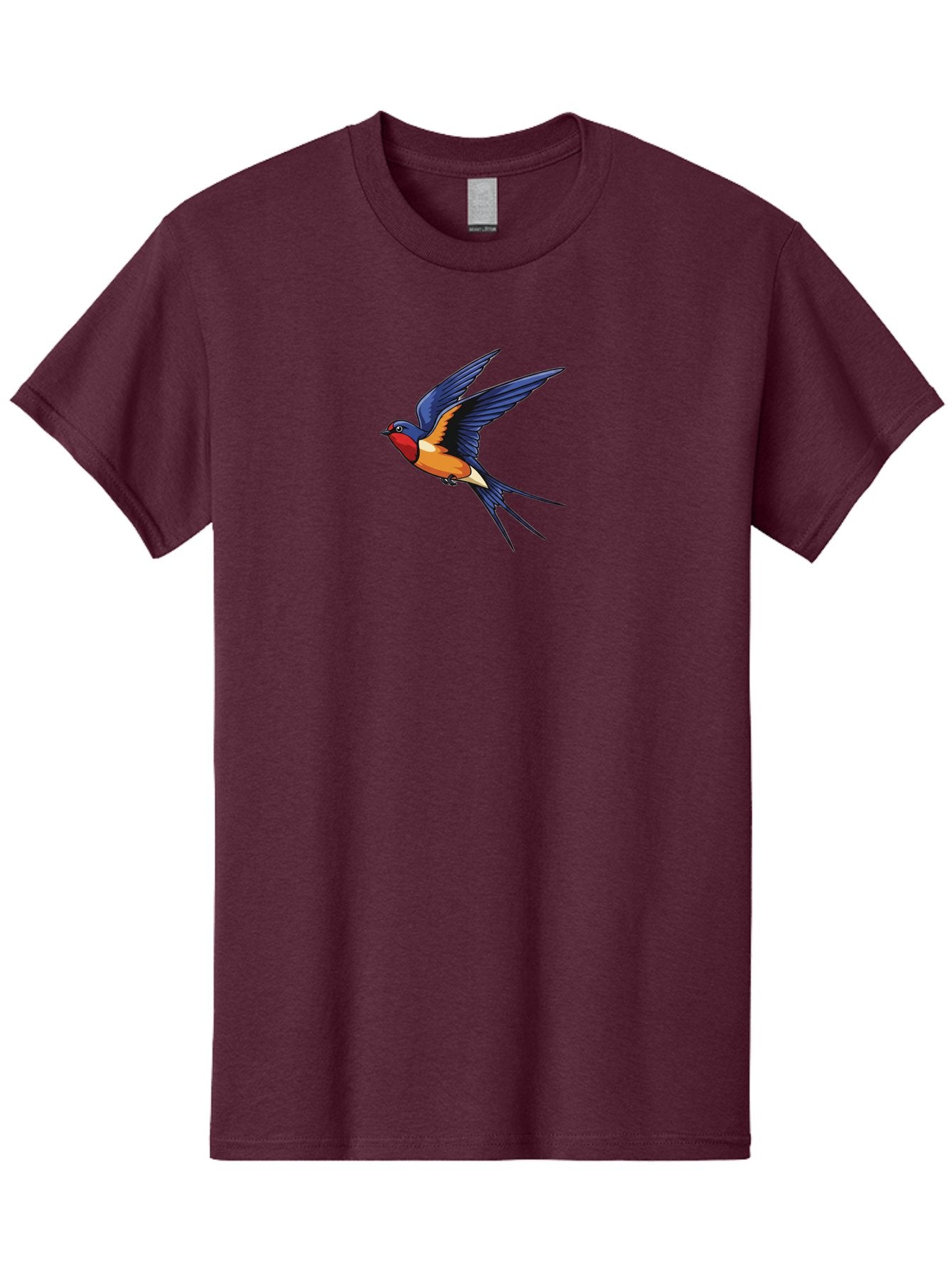 Swallow-In-Flight Men'S Graphic Tee, 100% Cotton, Comfortable Casual Summer Wear, Machine Washable, Barn Swallow In Flight, Colorful Bird, Blue Wings, Orange Belly, Red Face, Wildlife Illustration, Bird Watching, Migratory Bird, Nature Art Bae298 10