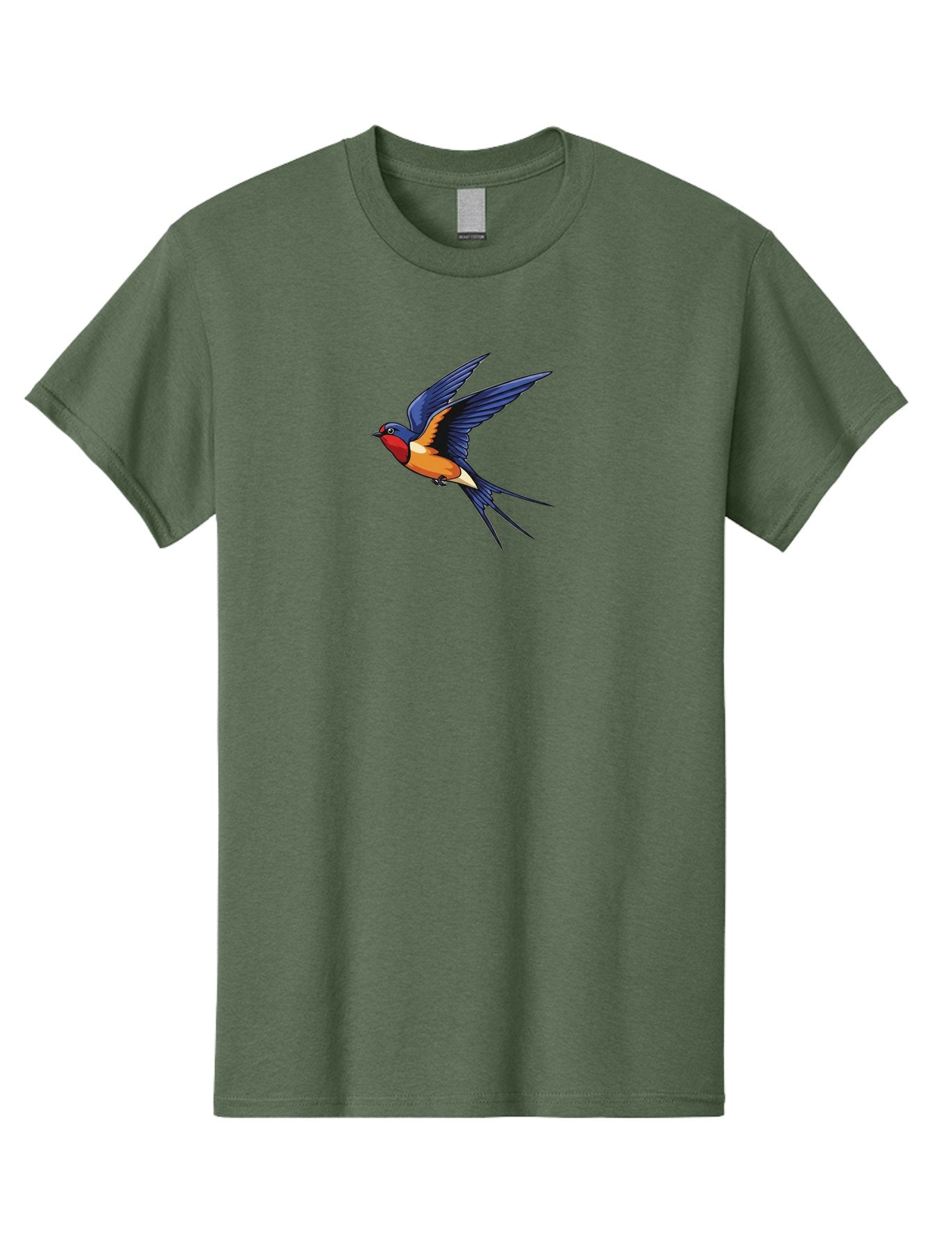 Swallow-In-Flight Men'S Graphic Tee, 100% Cotton, Comfortable Casual Summer Wear, Machine Washable, Barn Swallow In Flight, Colorful Bird, Blue Wings, Orange Belly, Red Face, Wildlife Illustration, Bird Watching, Migratory Bird, Nature Art Bae298 8
