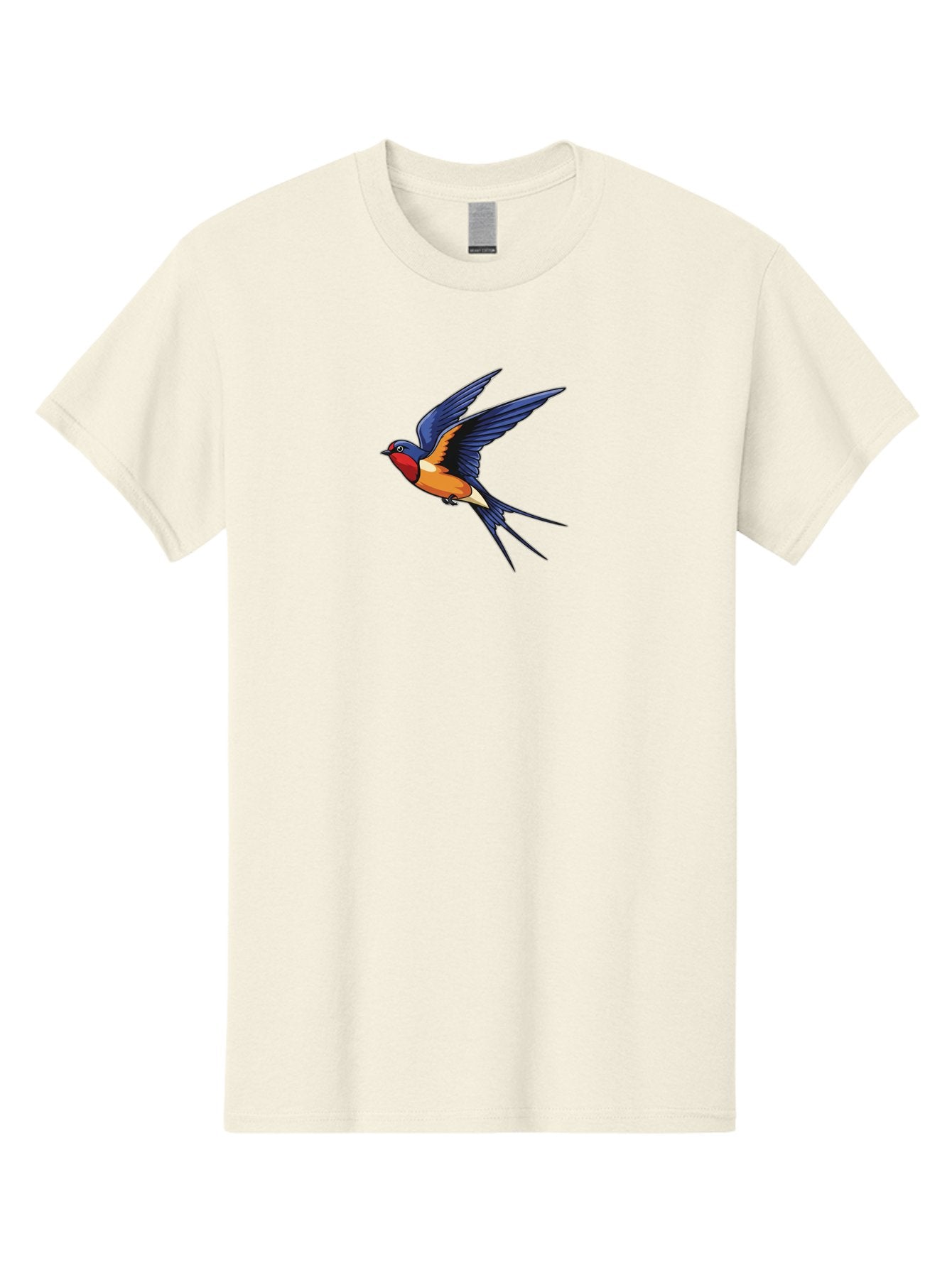 Swallow-In-Flight Men'S Graphic Tee, 100% Cotton, Comfortable Casual Summer Wear, Machine Washable, Barn Swallow In Flight, Colorful Bird, Blue Wings, Orange Belly, Red Face, Wildlife Illustration, Bird Watching, Migratory Bird, Nature Art Bae298 11