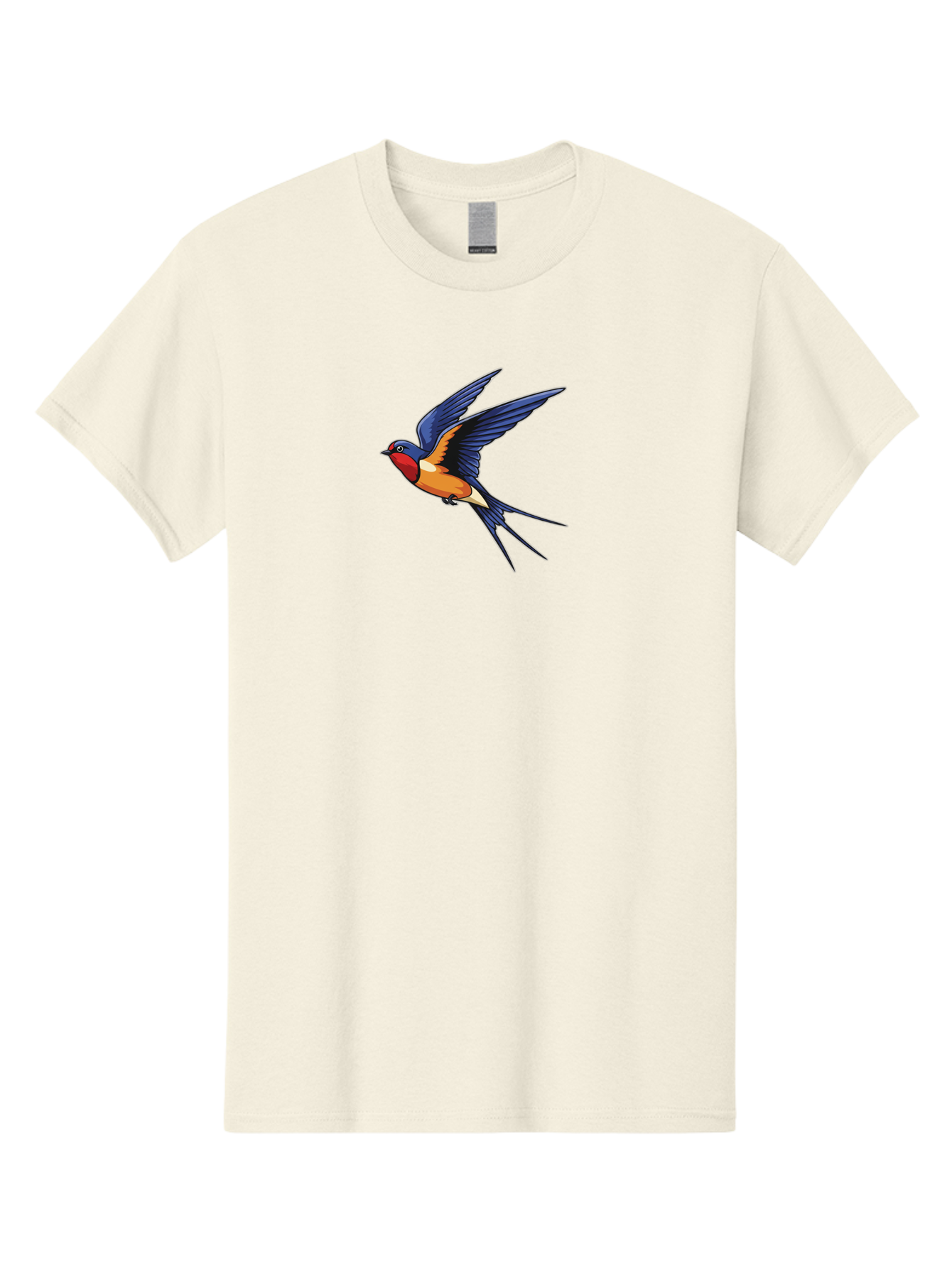Swallow-In-Flight Men'S Graphic Tee, 100% Cotton, Comfortable Casual Summer Wear, Machine Washable, Barn Swallow In Flight, Colorful Bird, Blue Wings, Orange Belly, Red Face, Wildlife Illustration, Bird Watching, Migratory Bird, Nature Art Bae298 4