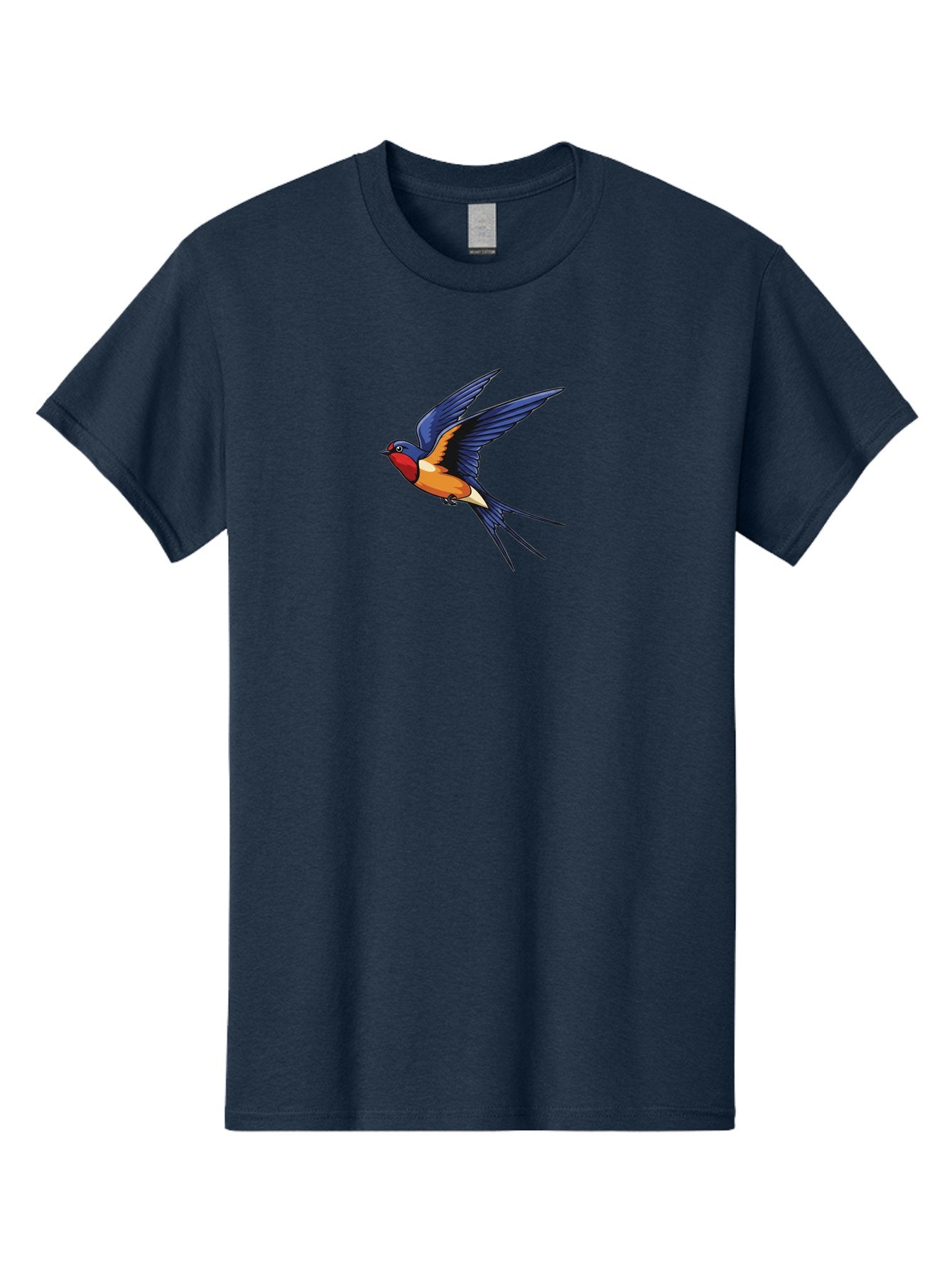 Swallow-In-Flight Men'S Graphic Tee, 100% Cotton, Comfortable Casual Summer Wear, Machine Washable, Barn Swallow In Flight, Colorful Bird, Blue Wings, Orange Belly, Red Face, Wildlife Illustration, Bird Watching, Migratory Bird, Nature Art Bae298 3