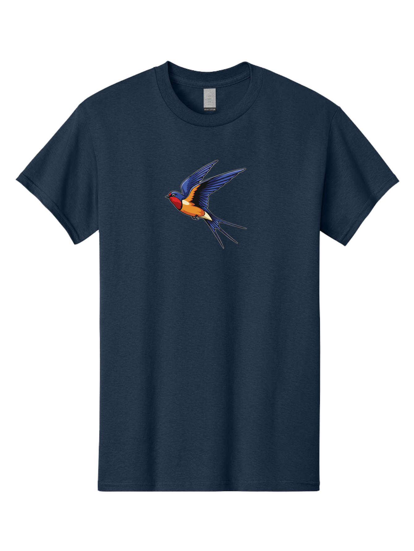 Swallow-In-Flight Men'S Graphic Tee, 100% Cotton, Comfortable Casual Summer Wear, Machine Washable, Barn Swallow In Flight, Colorful Bird, Blue Wings, Orange Belly, Red Face, Wildlife Illustration, Bird Watching, Migratory Bird, Nature Art Bae298 9