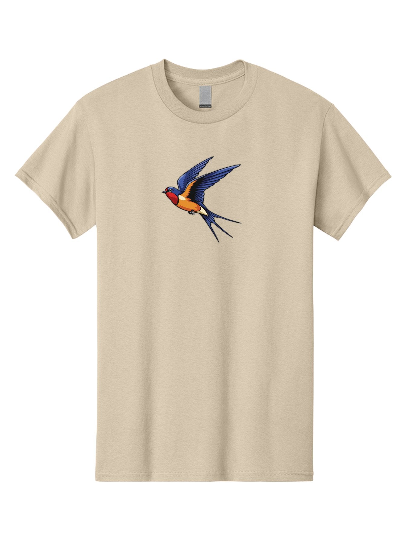 Swallow-In-Flight Men'S Graphic Tee, 100% Cotton, Comfortable Casual Summer Wear, Machine Washable, Barn Swallow In Flight, Colorful Bird, Blue Wings, Orange Belly, Red Face, Wildlife Illustration, Bird Watching, Migratory Bird, Nature Art Bae298 13