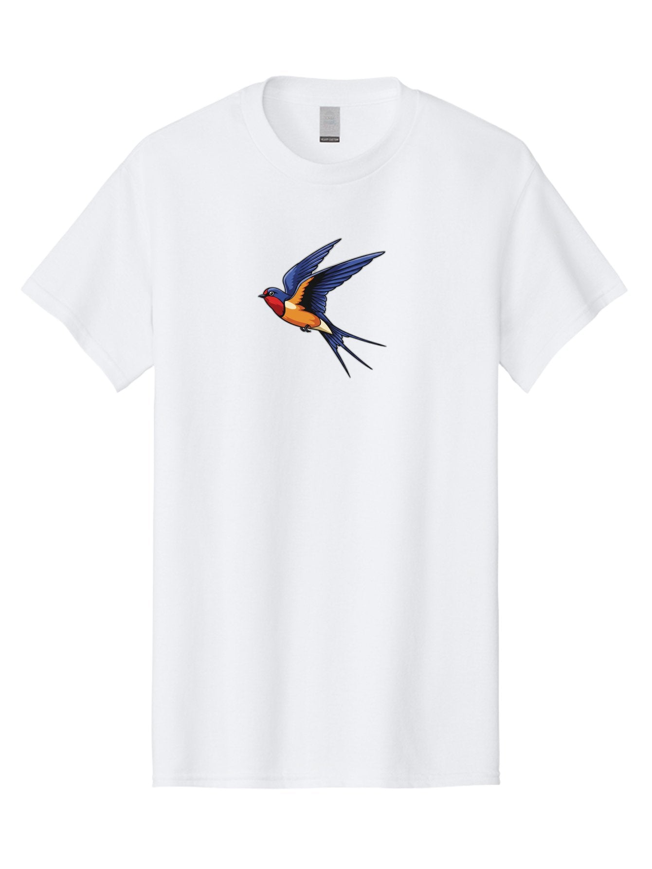 Swallow-In-Flight Men'S Graphic Tee, 100% Cotton, Comfortable Casual Summer Wear, Machine Washable, Barn Swallow In Flight, Colorful Bird, Blue Wings, Orange Belly, Red Face, Wildlife Illustration, Bird Watching, Migratory Bird, Nature Art Bae298 5