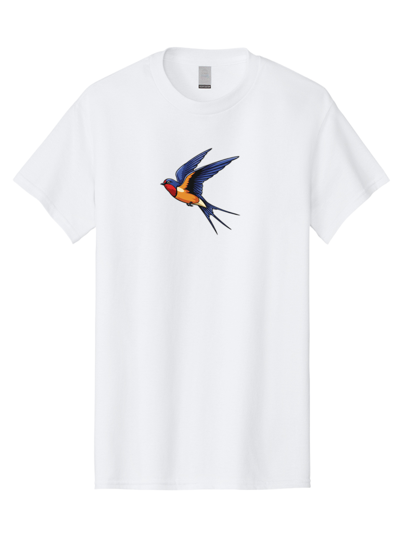 Swallow-In-Flight Men'S Graphic Tee, 100% Cotton, Comfortable Casual Summer Wear, Machine Washable, Barn Swallow In Flight, Colorful Bird, Blue Wings, Orange Belly, Red Face, Wildlife Illustration, Bird Watching, Migratory Bird, Nature Art Bae298 8