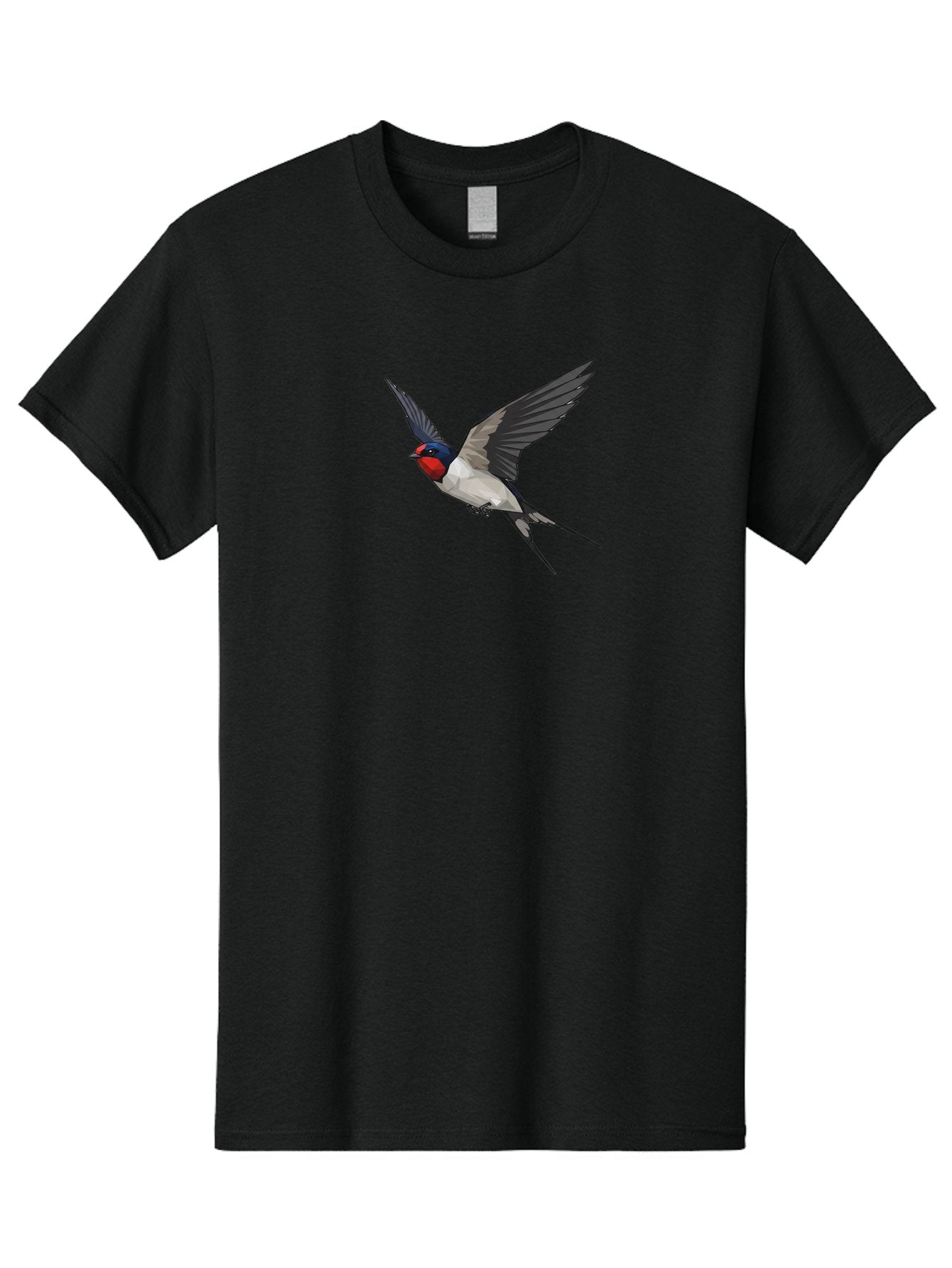 Swallow Men'S Graphic Tee, 100% Cotton, Comfortable Casual Summer Wear, Machine Washable, Swallow In Flight, Bird Flying, Wildlife Illustration, Colorful Plumage, Dynamic Movement, Avian Art, Cartoon Bird, Red Face, Blue Head, White Body, Bae299 15