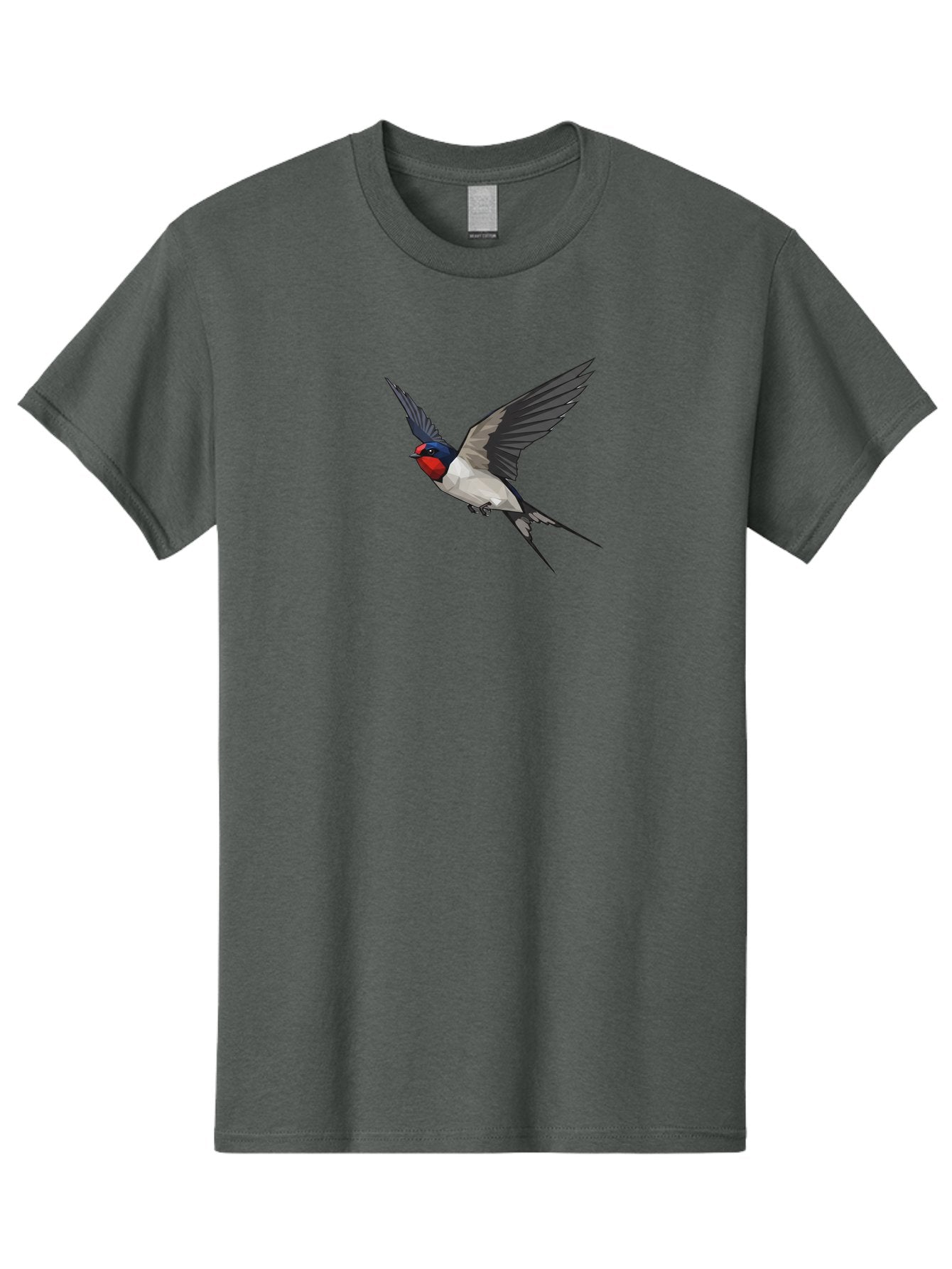 Swallow Men'S Graphic Tee, 100% Cotton, Comfortable Casual Summer Wear, Machine Washable, Swallow In Flight, Bird Flying, Wildlife Illustration, Colorful Plumage, Dynamic Movement, Avian Art, Cartoon Bird, Red Face, Blue Head, White Body, Bae299 7