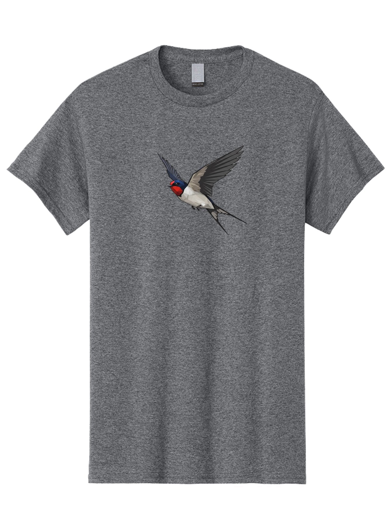 Swallow Men'S Graphic Tee, 100% Cotton, Comfortable Casual Summer Wear, Machine Washable, Swallow In Flight, Bird Flying, Wildlife Illustration, Colorful Plumage, Dynamic Movement, Avian Art, Cartoon Bird, Red Face, Blue Head, White Body, Bae299 8